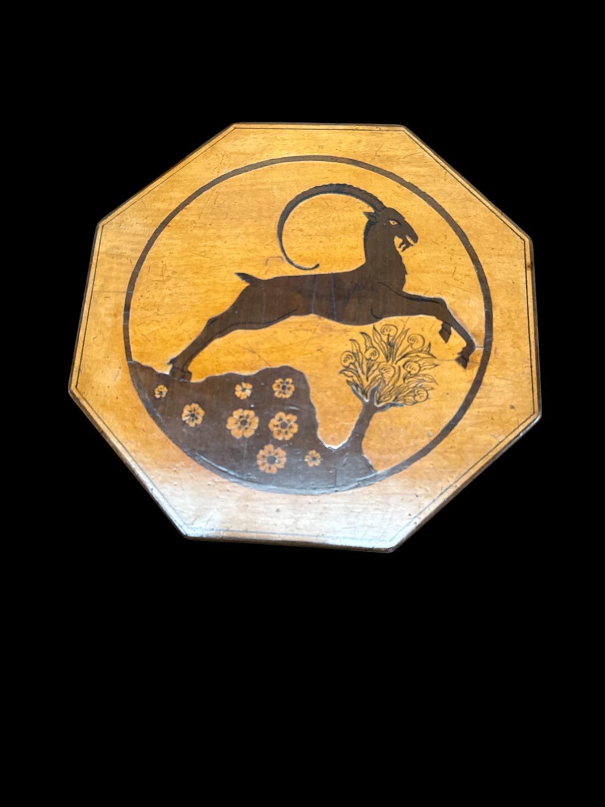 A Pair Of Poker Work And Inlaid Octagonal Side Tables In Good Condition For Sale In London, GB