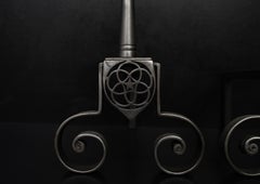 Pair of Polished Steel Arts & Crafts Firedogs