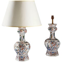 Pair of Polychrome Delft Ceramic Vases as Table Lamps