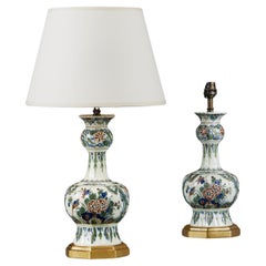 Antique A Pair Of Polychrome Delft Lamps