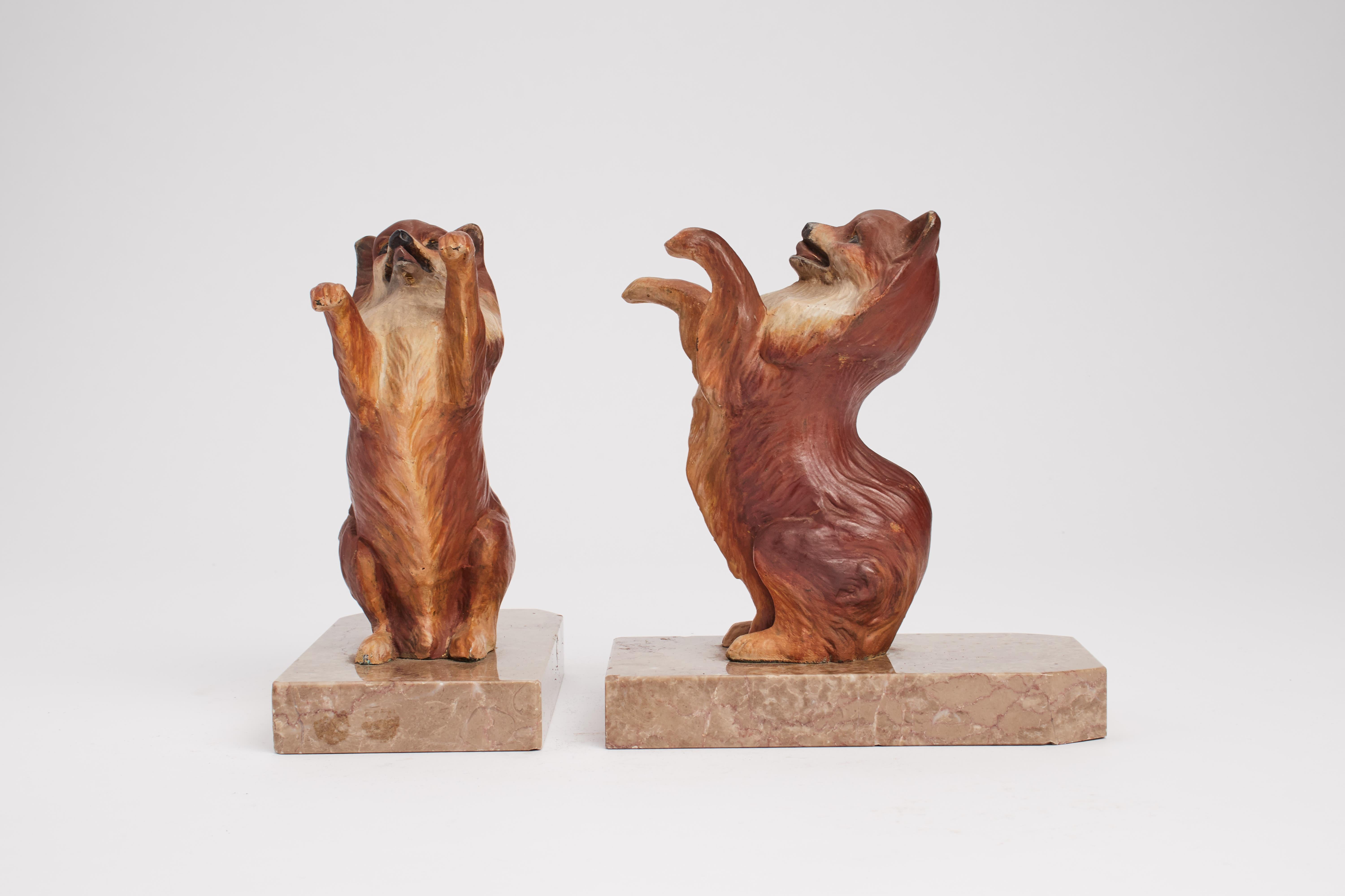 20th Century Pair of Pomeranian Dog’s Bookends, England, circa 1920 For Sale