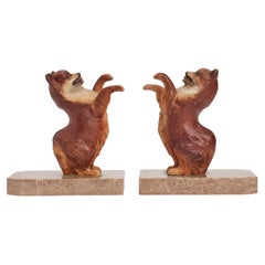 Antique Pair of Pomeranian Dog’s Bookends, England, circa 1920