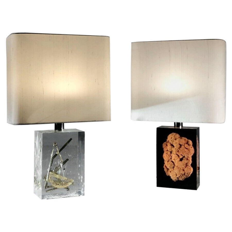 Paire de plafonniers de table POP SHABBY-CHIC en lucite de PIERRE GIRAUDON, France, 1970