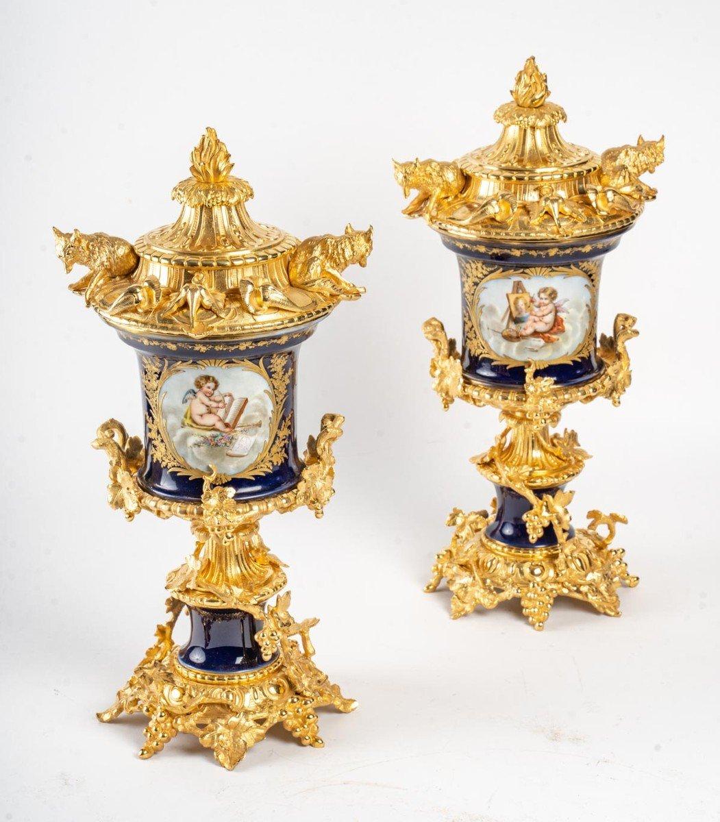Pair of Porcelain and Gilt Bronze Vases 4