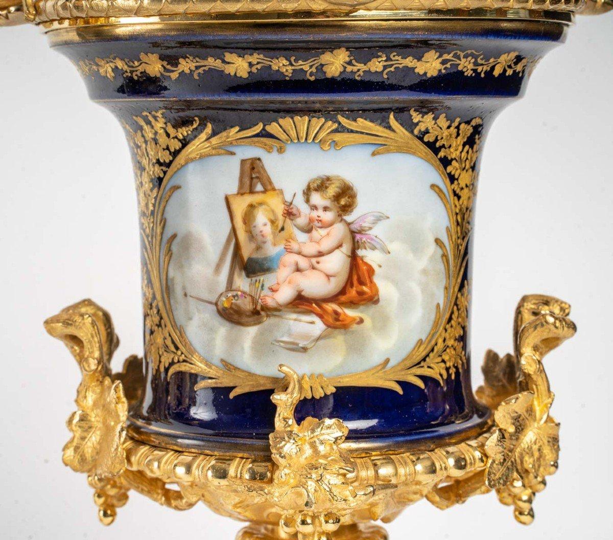 European Pair of Porcelain and Gilt Bronze Vases