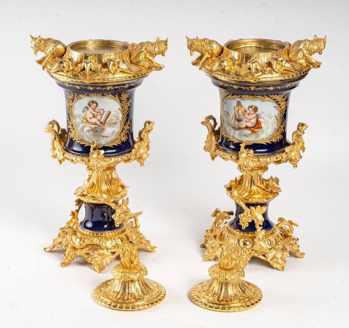 Pair of Porcelain and Gilt Bronze Vases 1