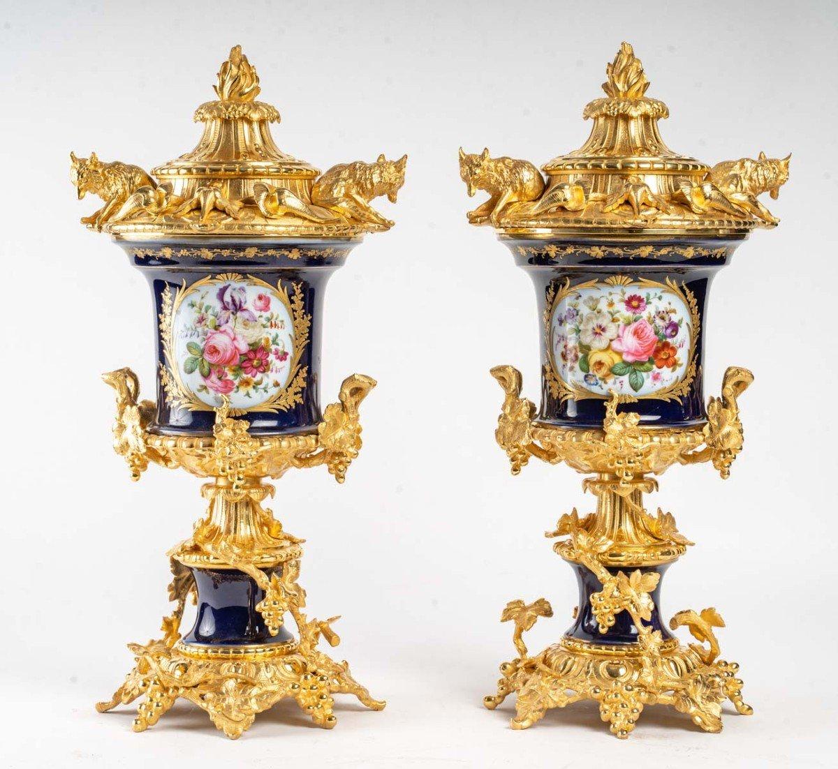 Pair of Porcelain and Gilt Bronze Vases 3
