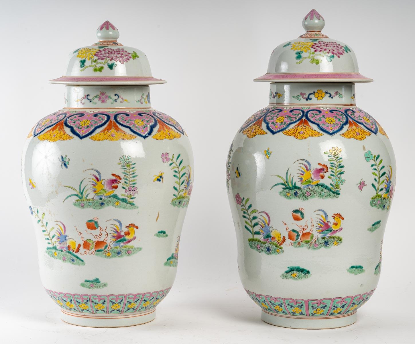 Early 20th Century Pair of Porcelain Covered Vases