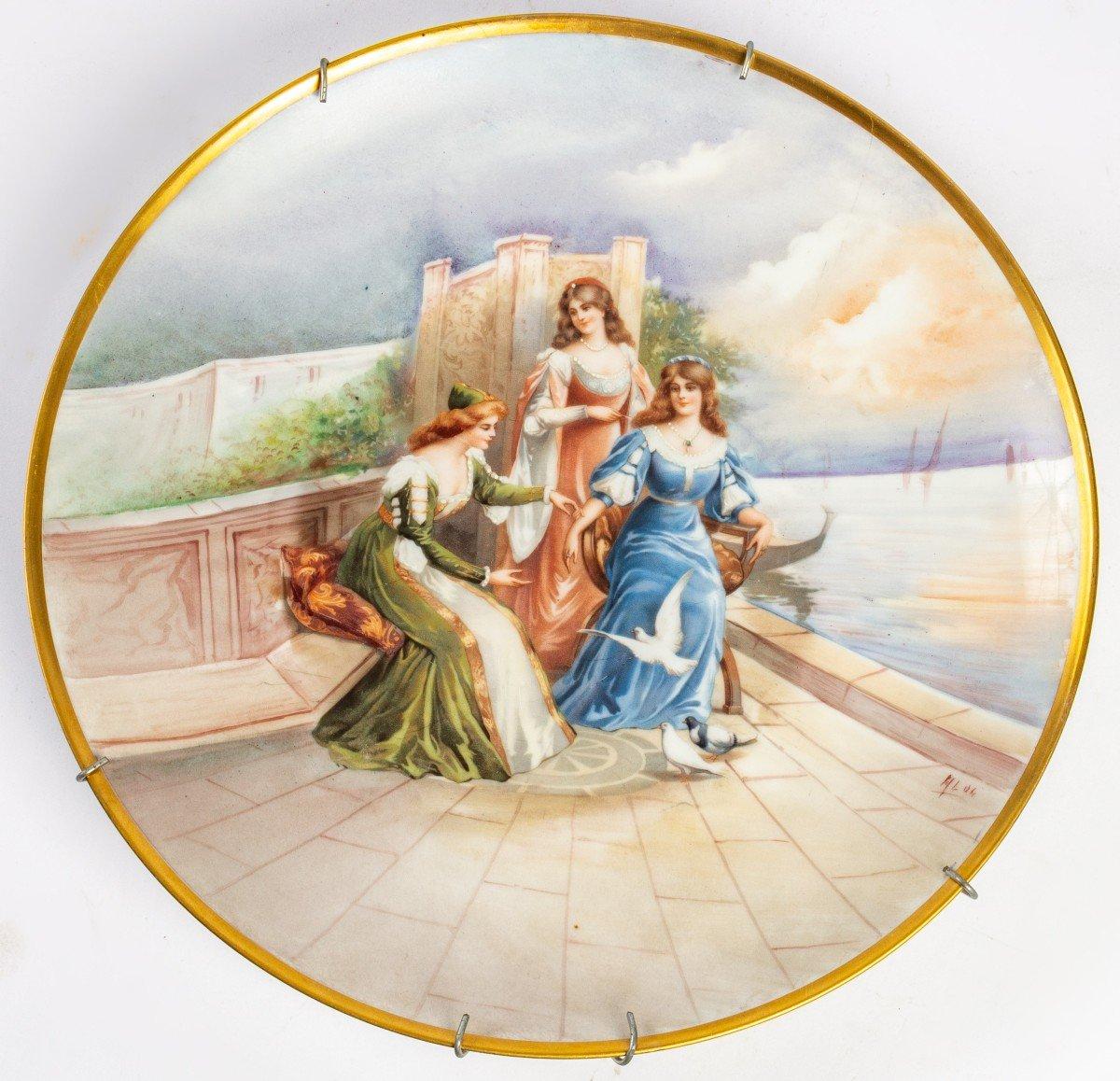 European Pair of Porcelain Plates, 19th Century