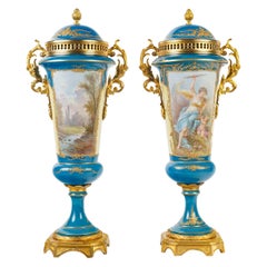 A Pair of Porcelain Vases from the Sèvres Factory, 19th Century.