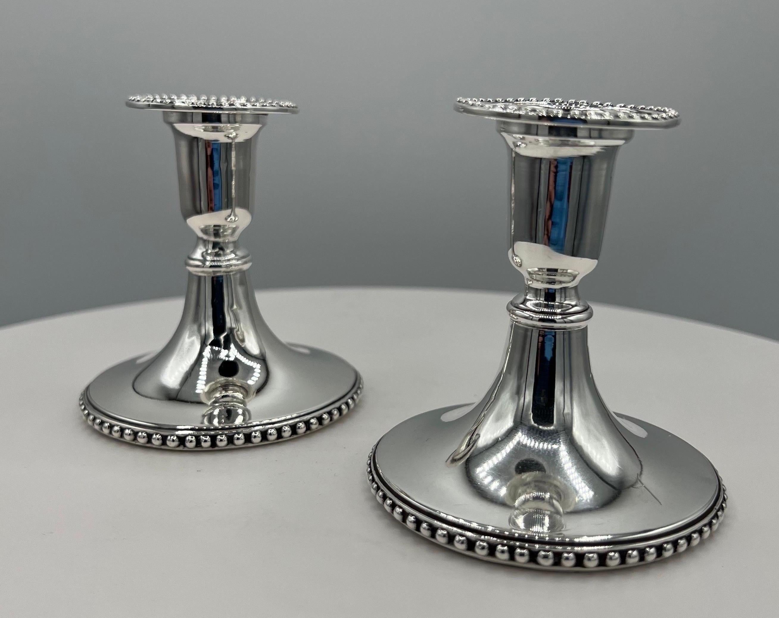 Victorian Pair of Portuguese Sterling Silver Candle Sticks