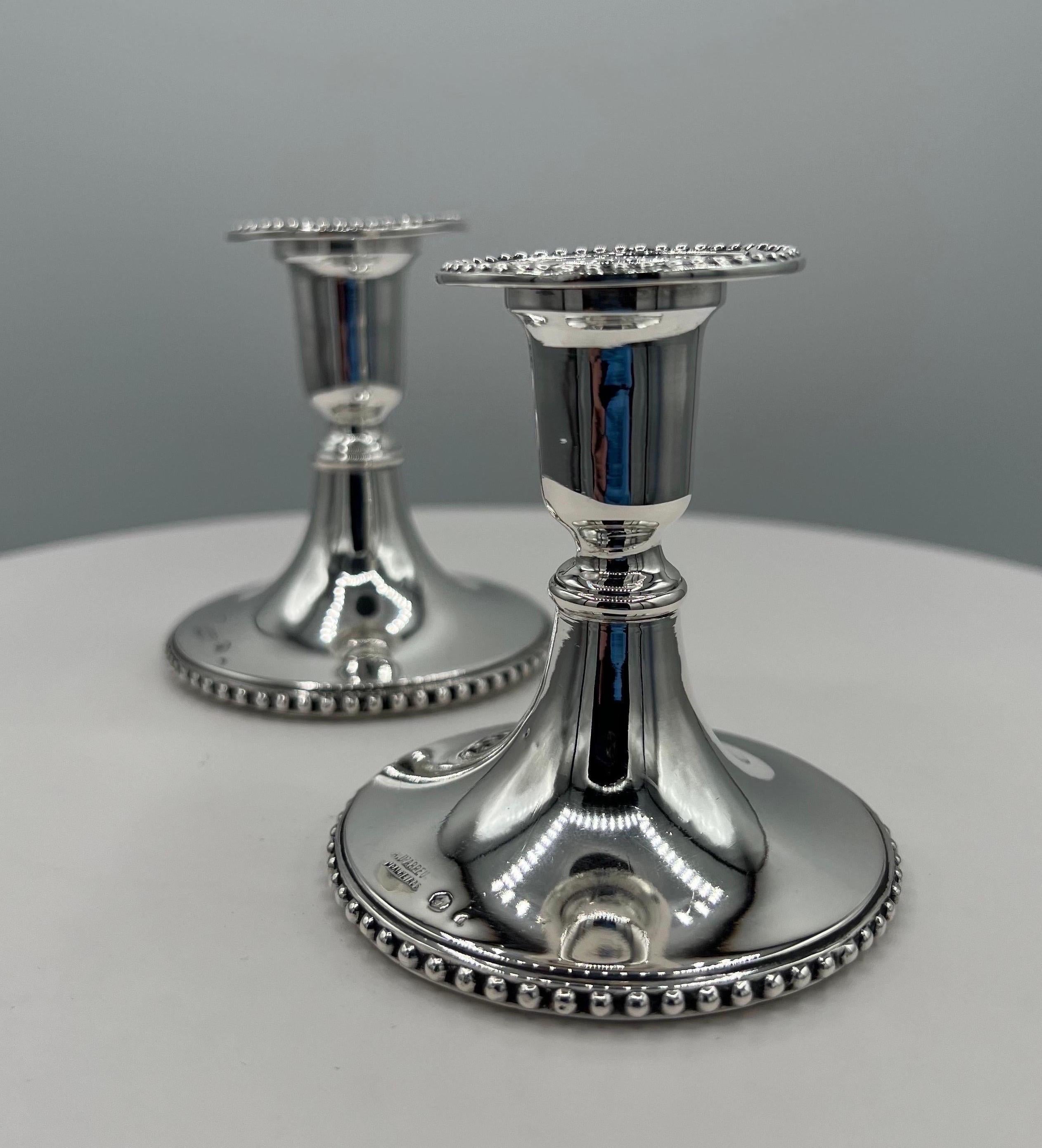 19th Century Pair of Portuguese Sterling Silver Candle Sticks