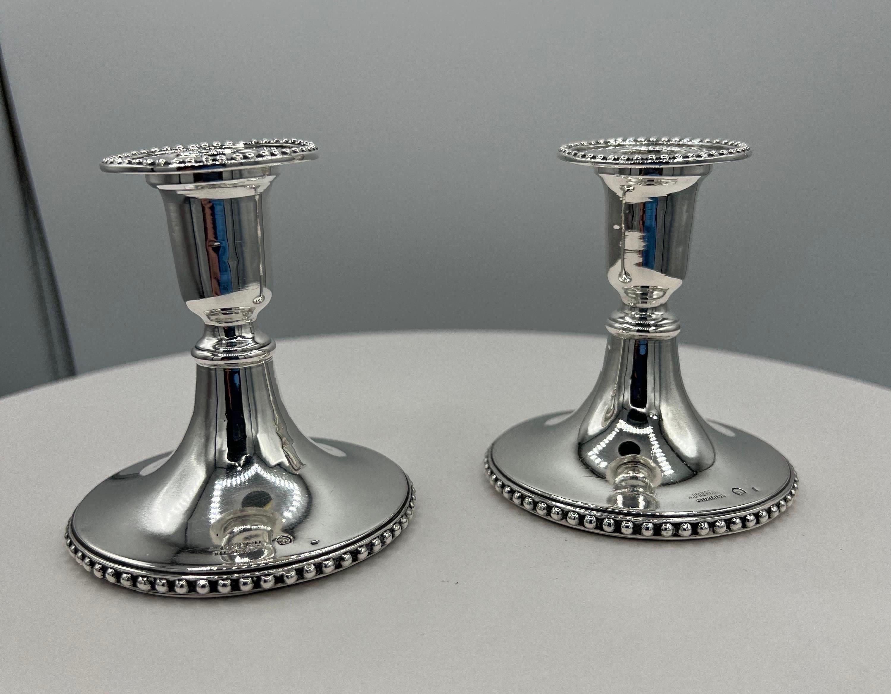 Pair of Portuguese Sterling Silver Candle Sticks 2