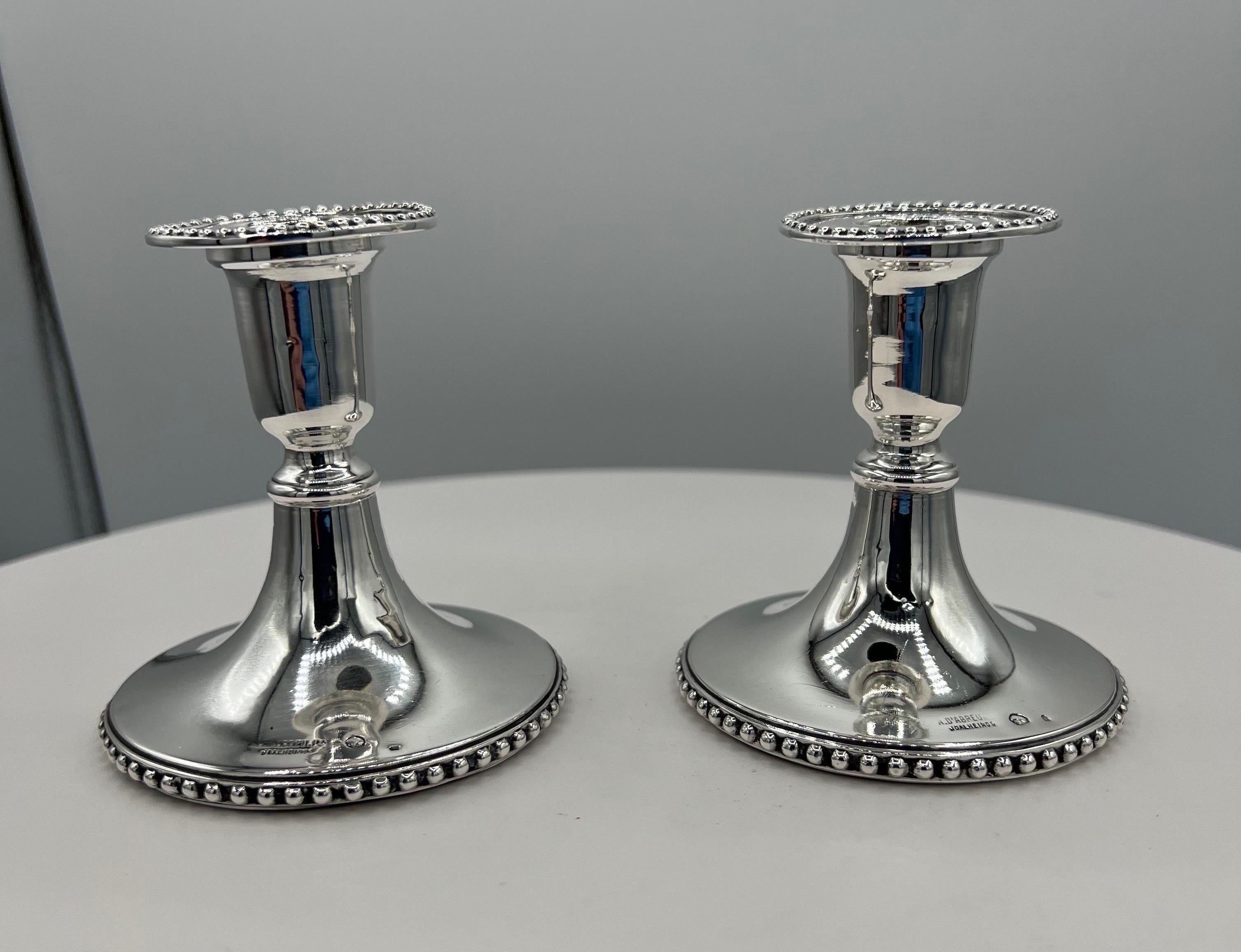 Pair of Portuguese Sterling Silver Candle Sticks 3