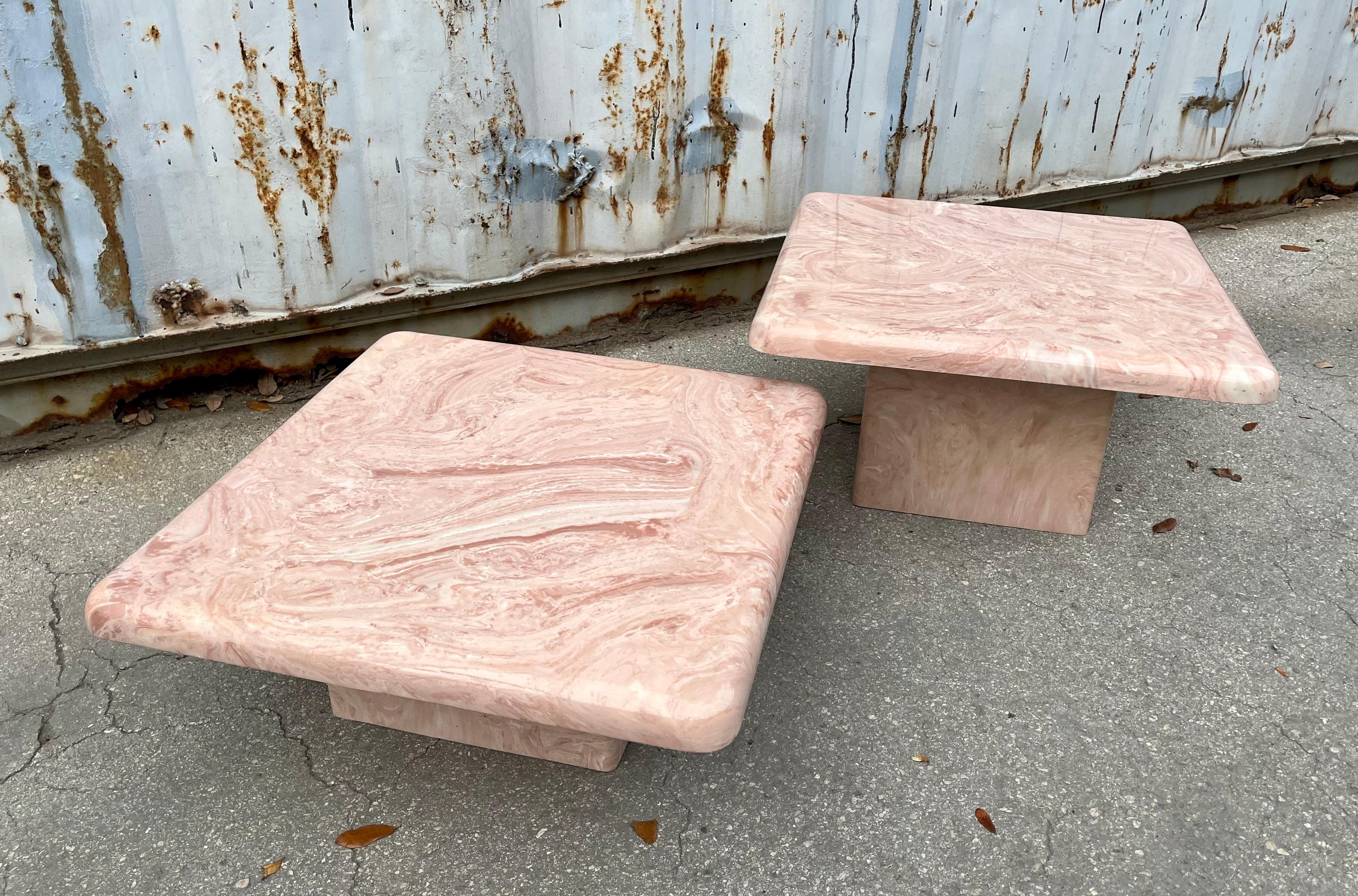 A Pair of Post Modern Faux Marble Resin Nesting Tables. Circa 1980s For Sale 5