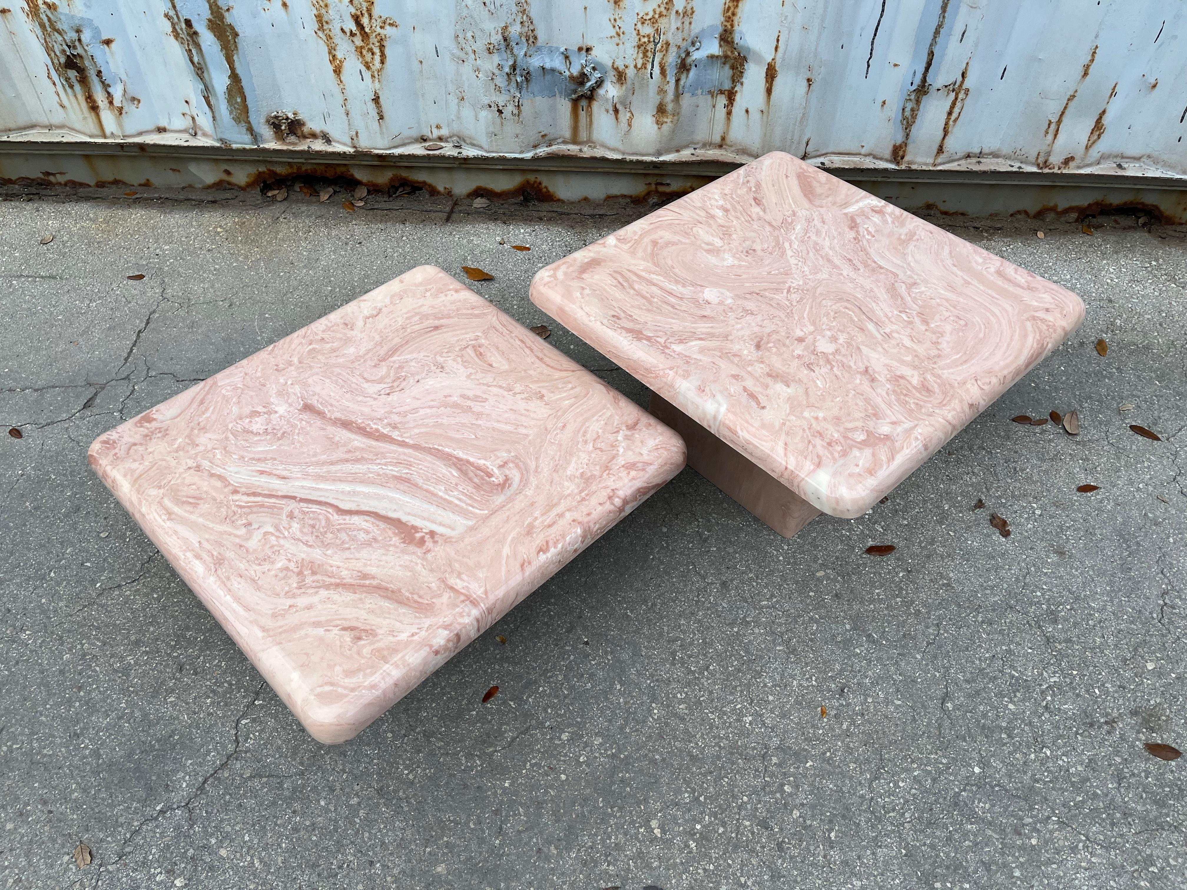 A Pair of Post Modern Faux Marble Resin Nesting Tables. Circa 1980s For Sale 6