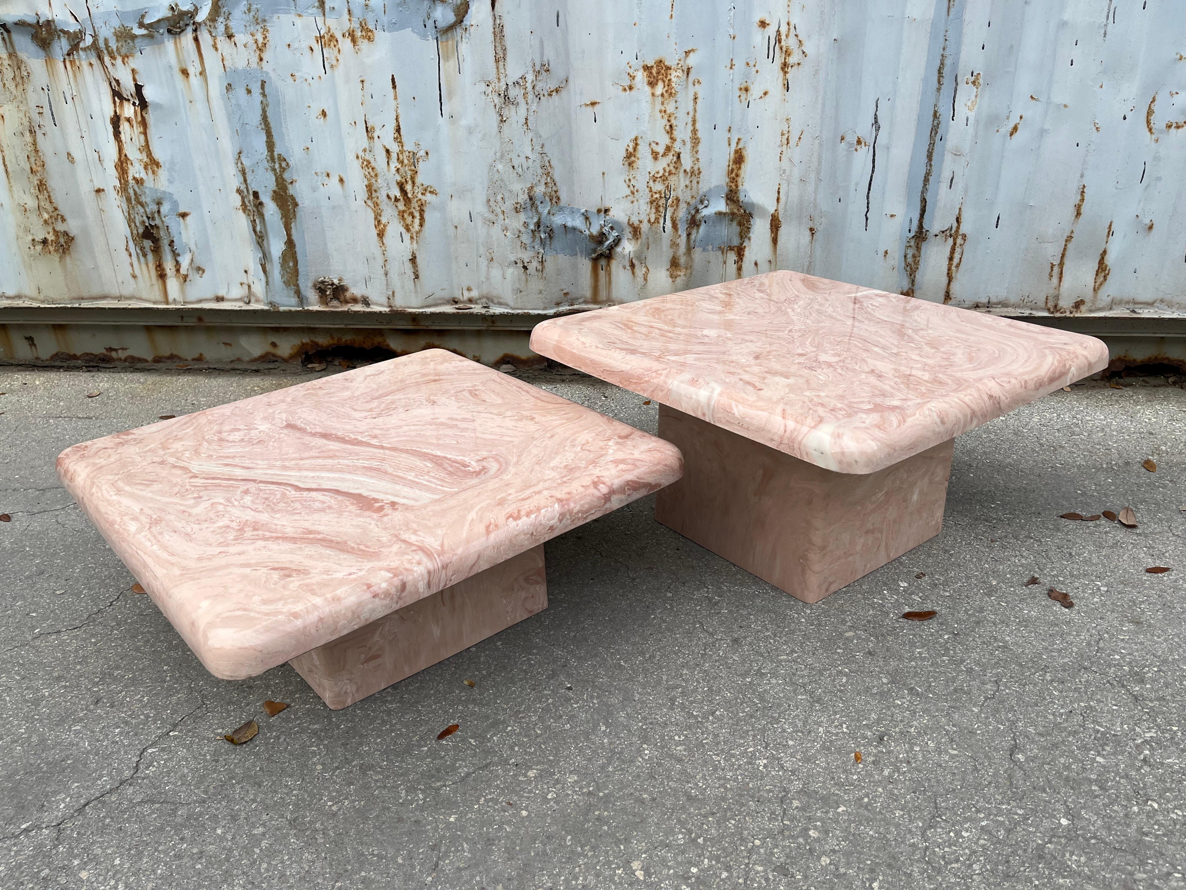 A Pair of Post Modern Faux Marble Resin Nesting Tables. Circa 1980s For Sale 7