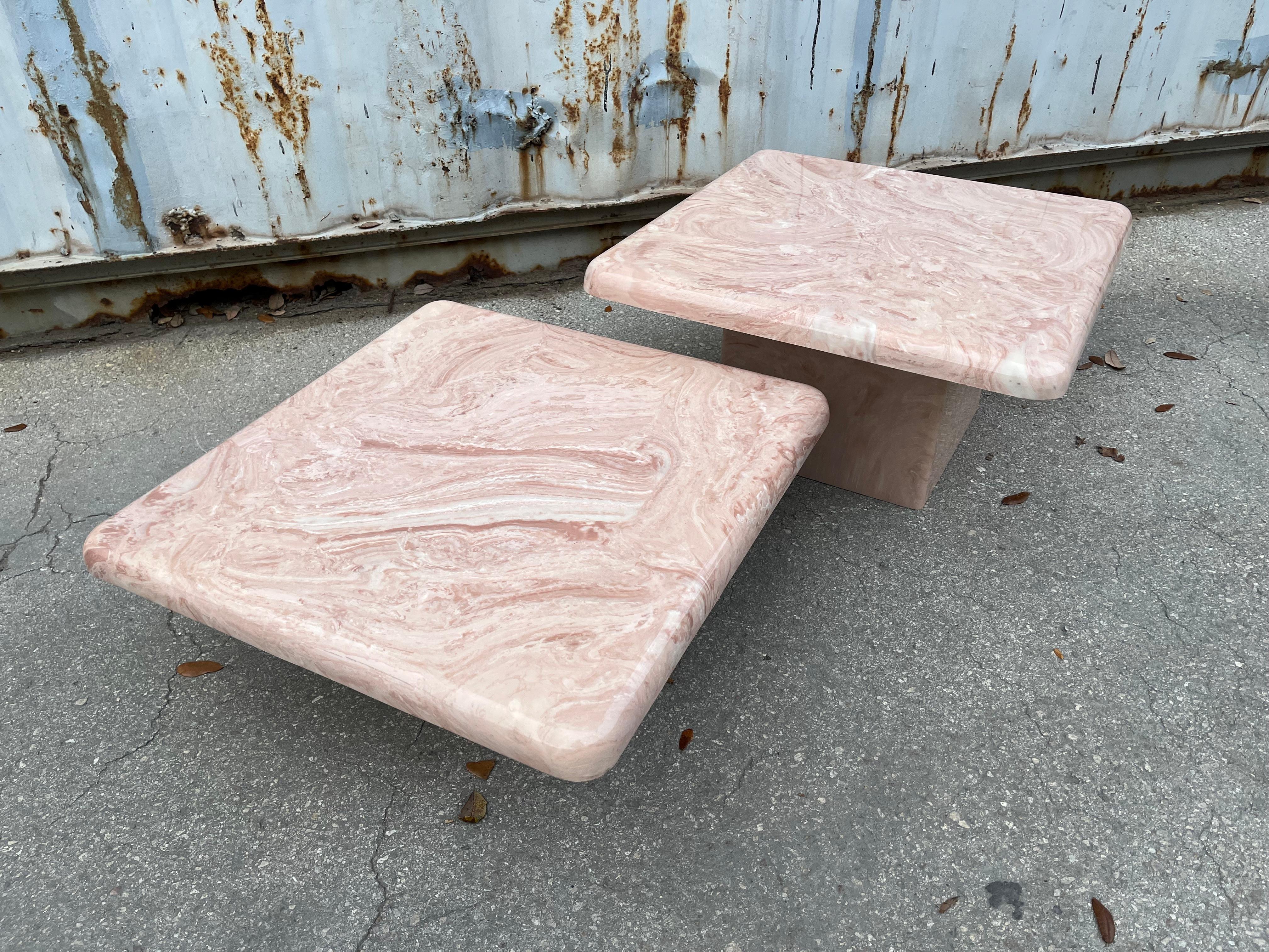 A Pair of Post Modern Faux Marble Resin Nesting Tables. Circa 1980s For Sale 8