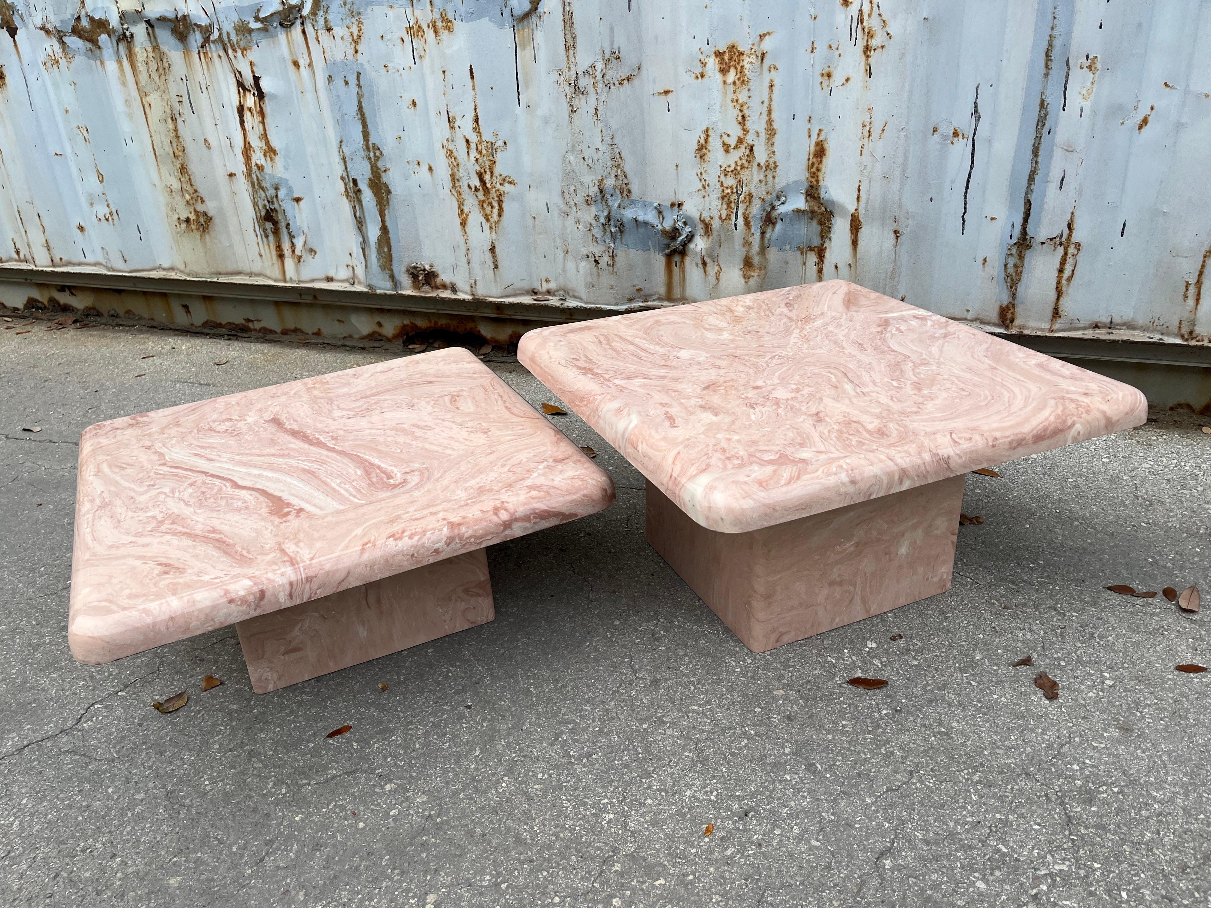 A Pair of Post Modern Faux Marble Resin Nesting Tables. Circa 1980s For Sale 9