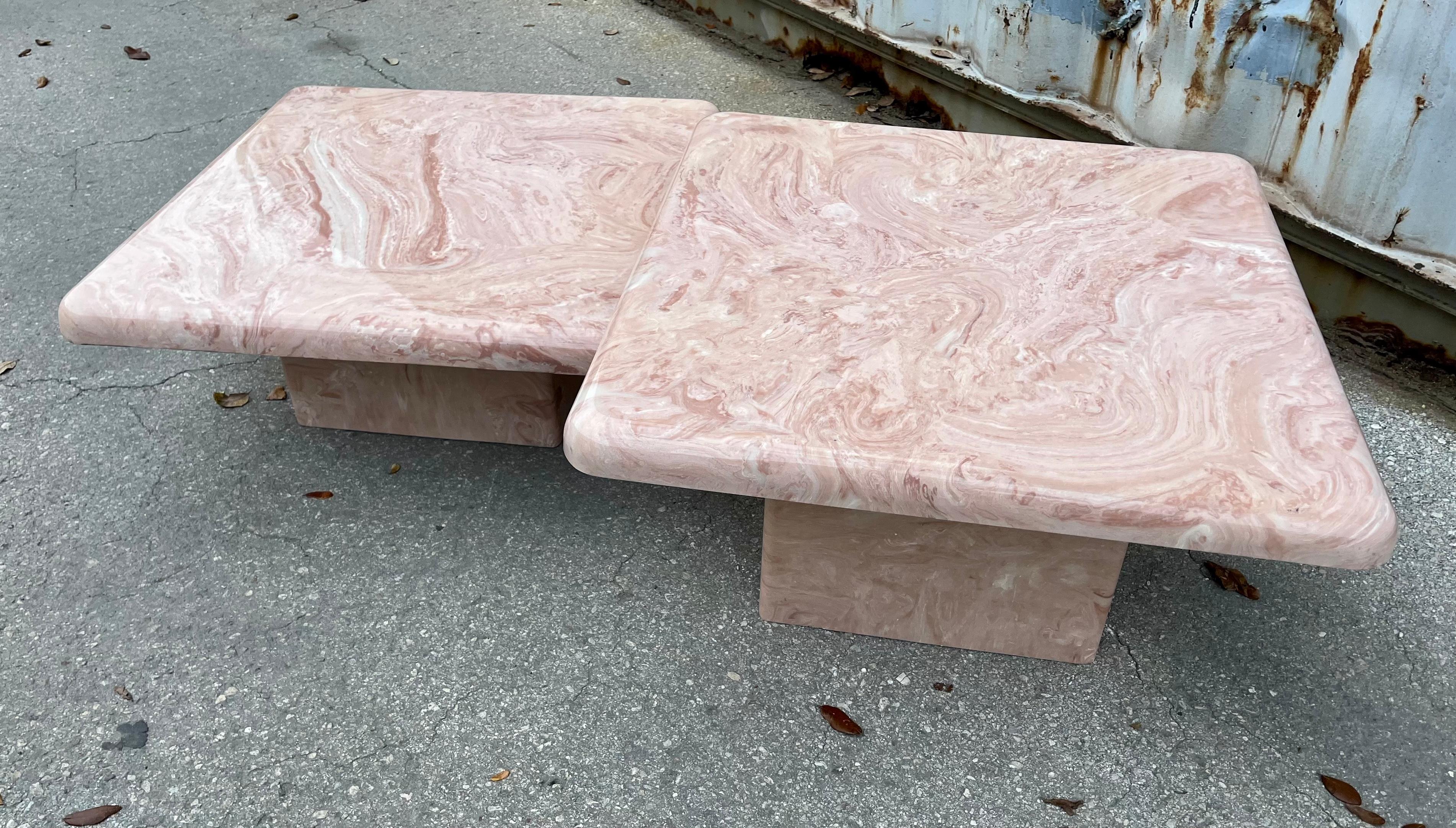 A Pair of Post Modern Faux Marble Resin Nesting Tables. Circa 1980s For Sale 10