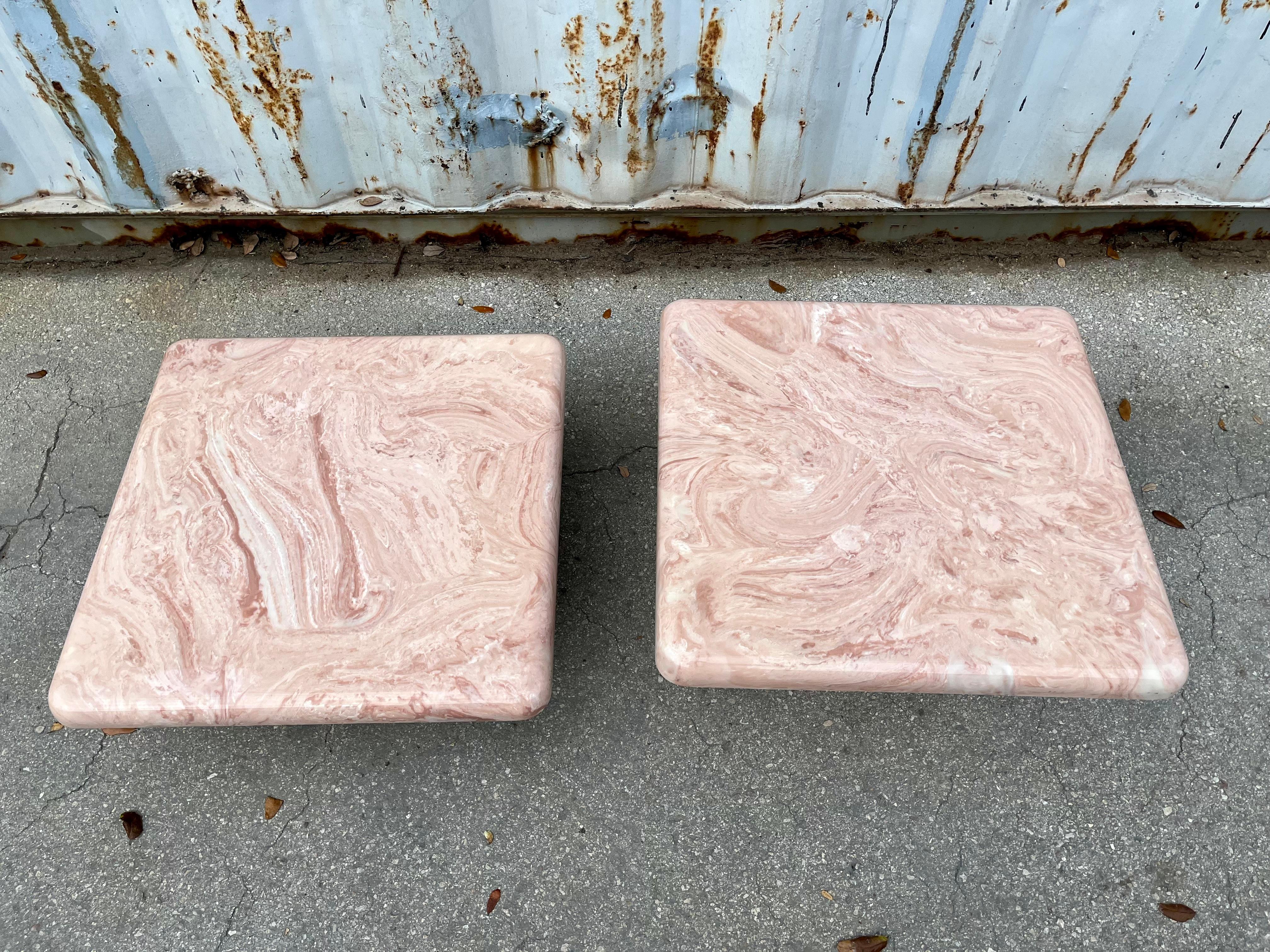 A Pair of Post Modern Faux Marble Resin Nesting Tables. Circa 1980s For Sale 1