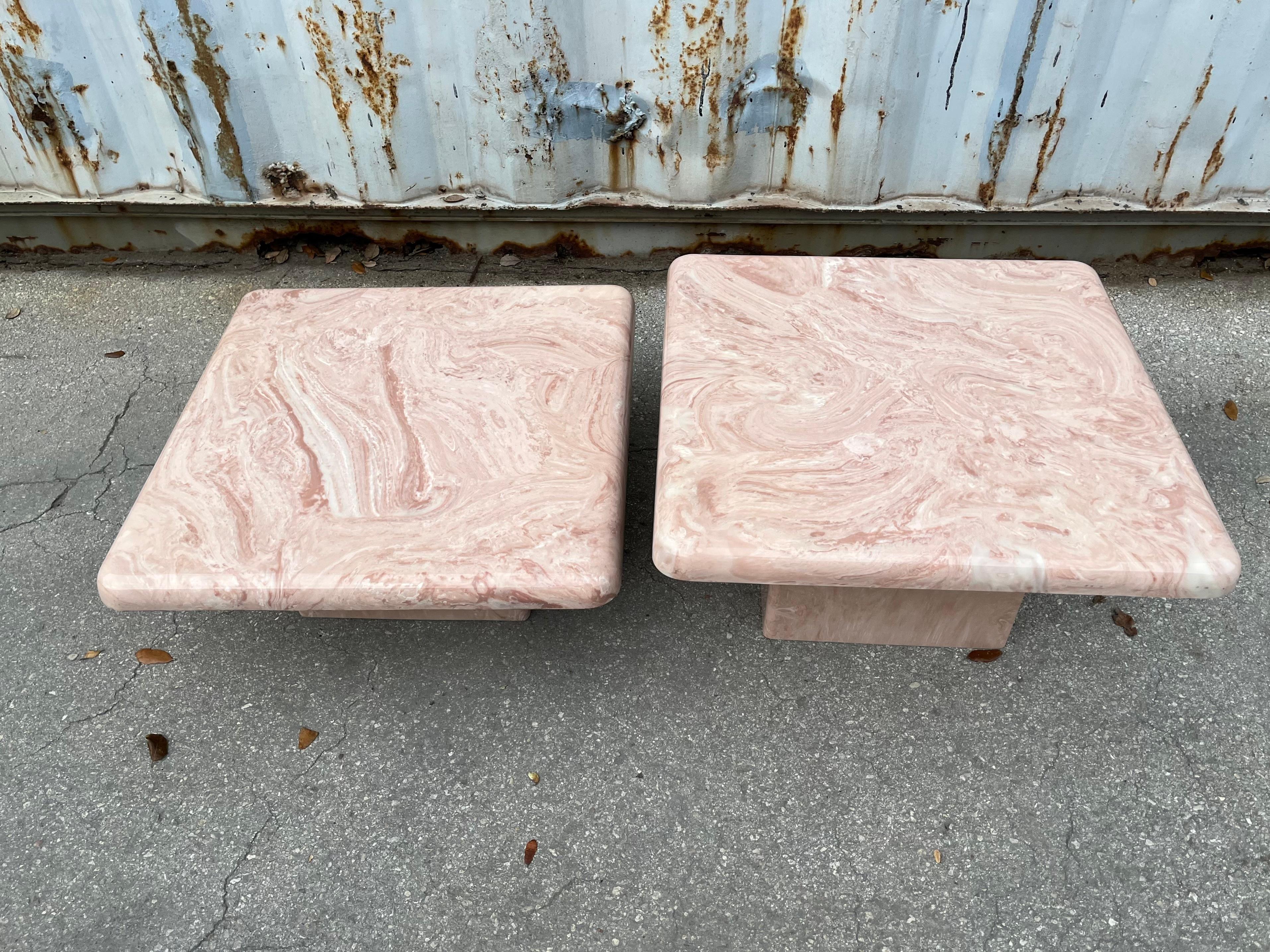 A Pair of Post Modern Faux Marble Resin Nesting Tables. Circa 1980s For Sale 2
