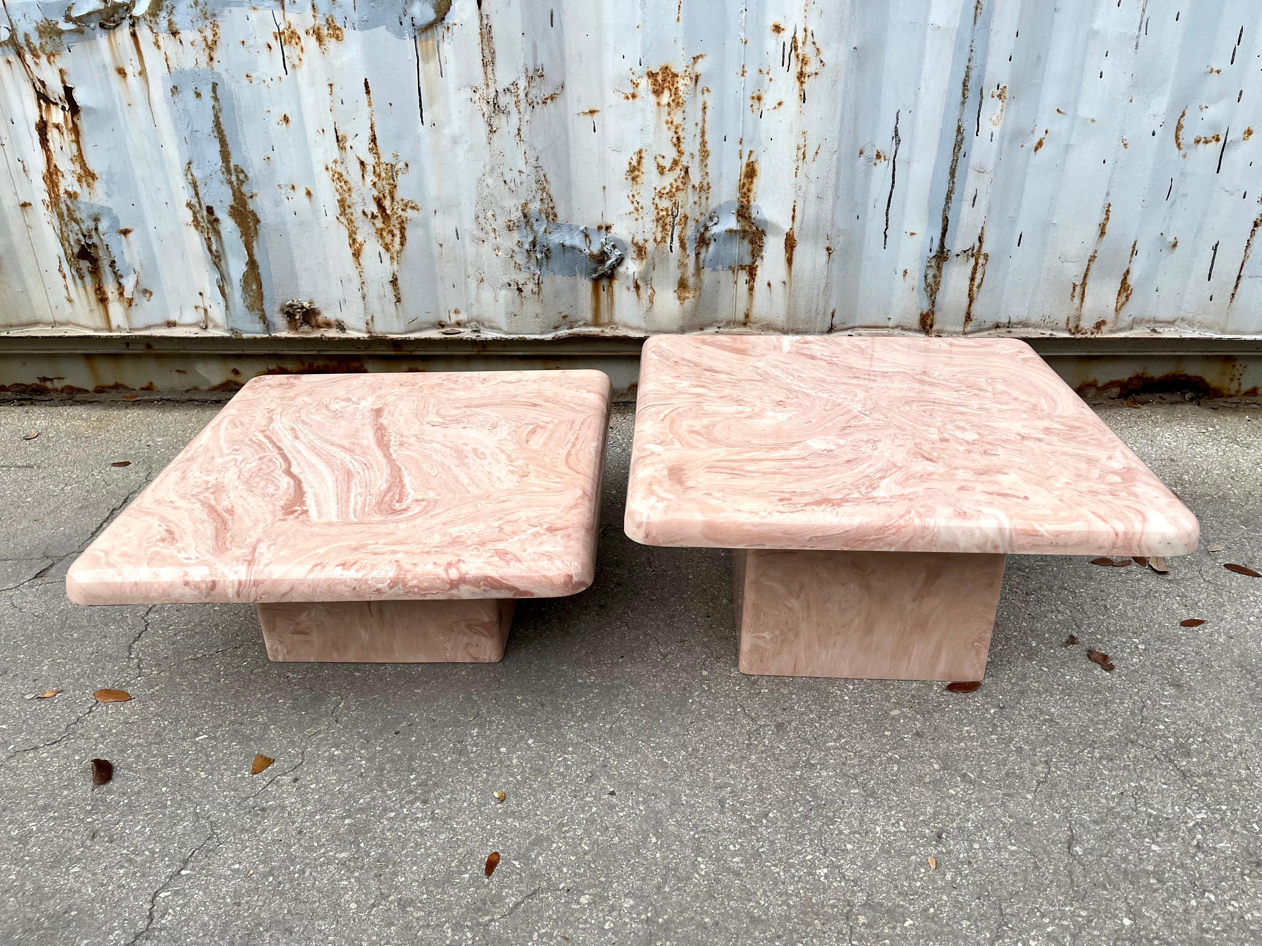 A Pair of Post Modern Faux Marble Resin Nesting Tables. Circa 1980s For Sale 3