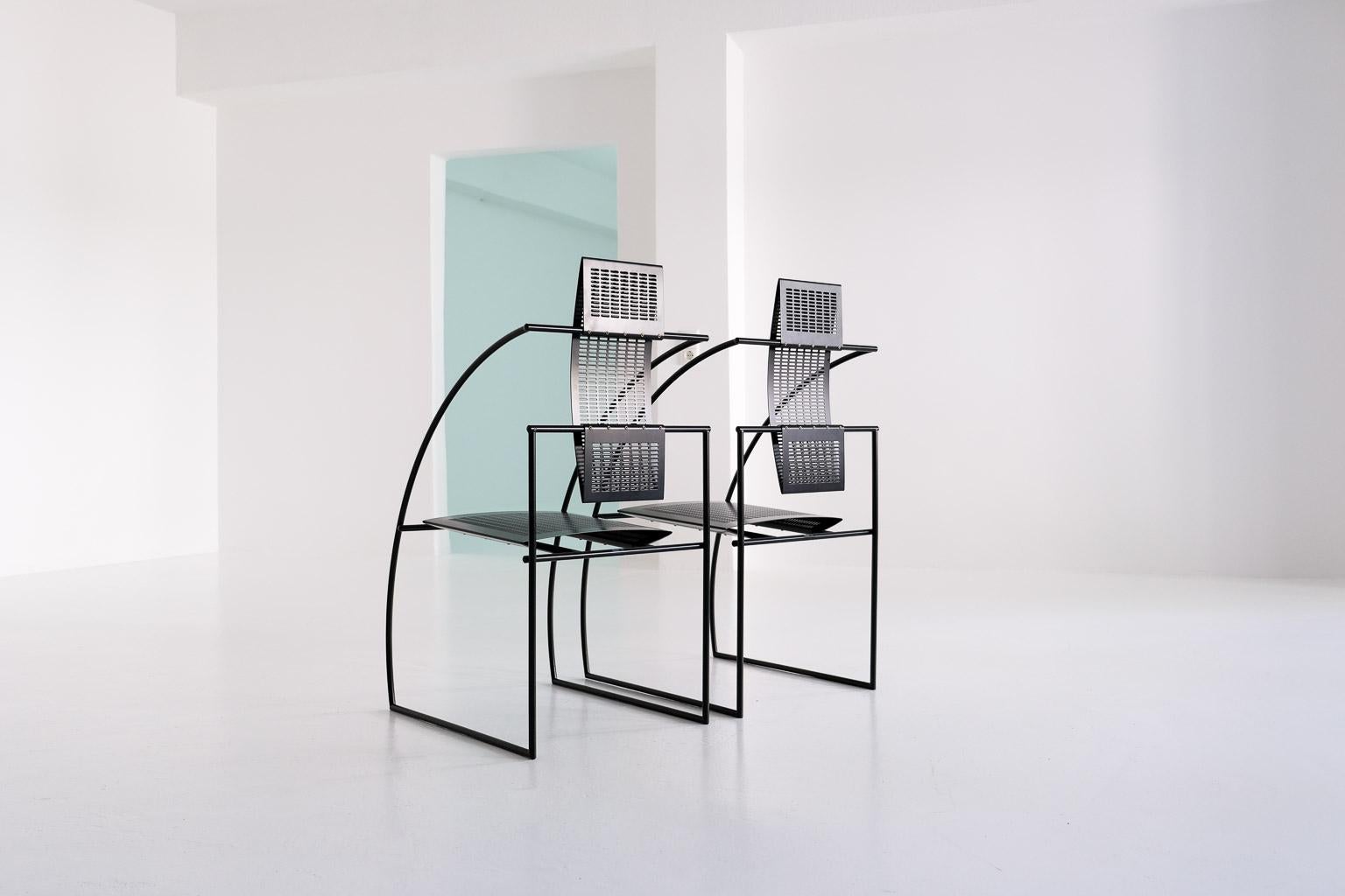 A pair of post-modern Quinta dining chairs by Mario Botta for Alias, Italy 1984 For Sale 4