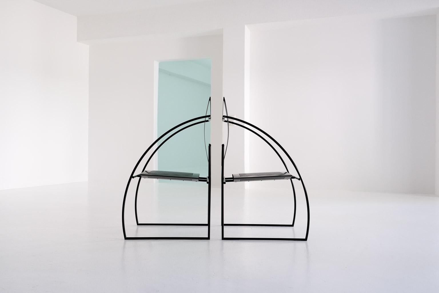 Post-Modern A pair of post-modern Quinta dining chairs by Mario Botta for Alias, Italy 1984 For Sale