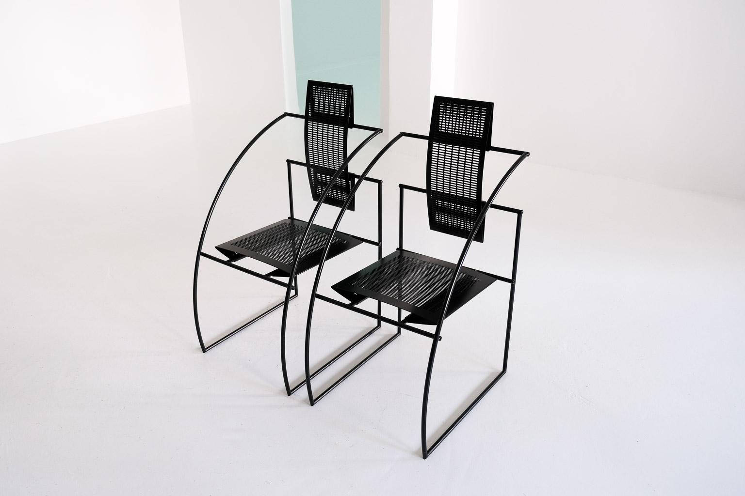Metal A pair of post-modern Quinta dining chairs by Mario Botta for Alias, Italy 1984 For Sale