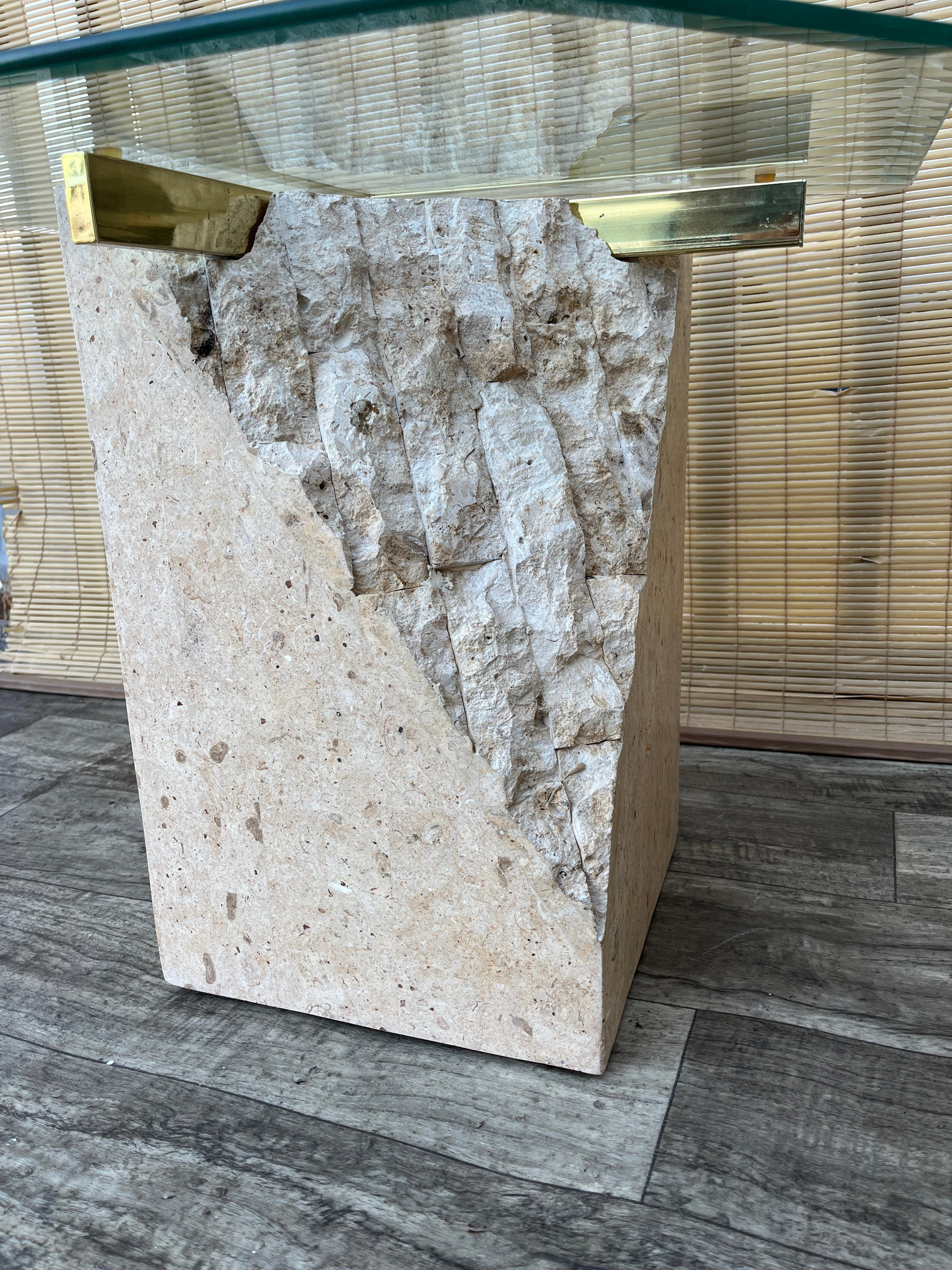 A Pair of Post Modern Tessellated Mactan Stone Side Tables. Circa 1980s For Sale 2