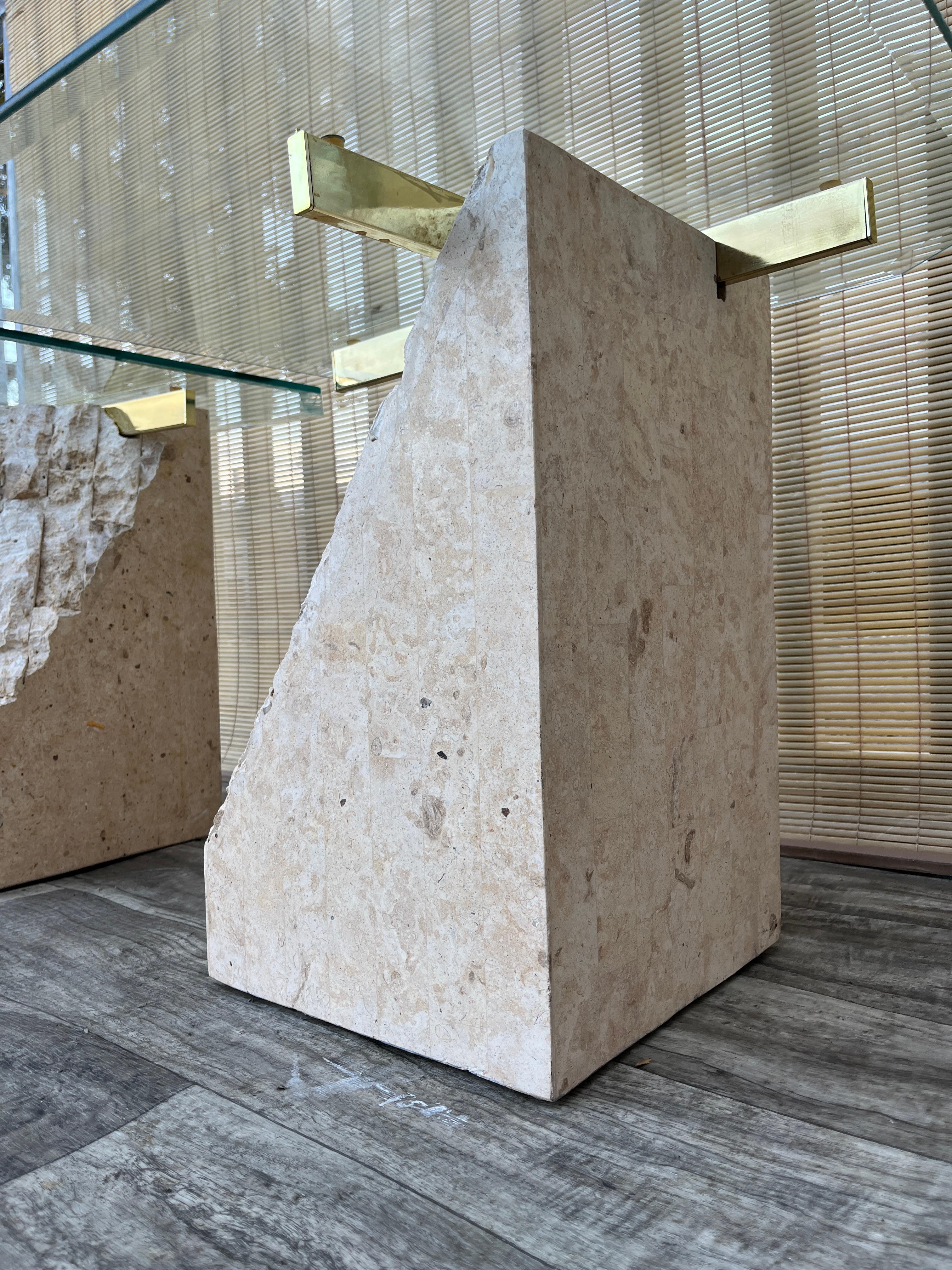 A Pair of Post Modern Tessellated Mactan Stone Side Tables. Circa 1980s For Sale 3