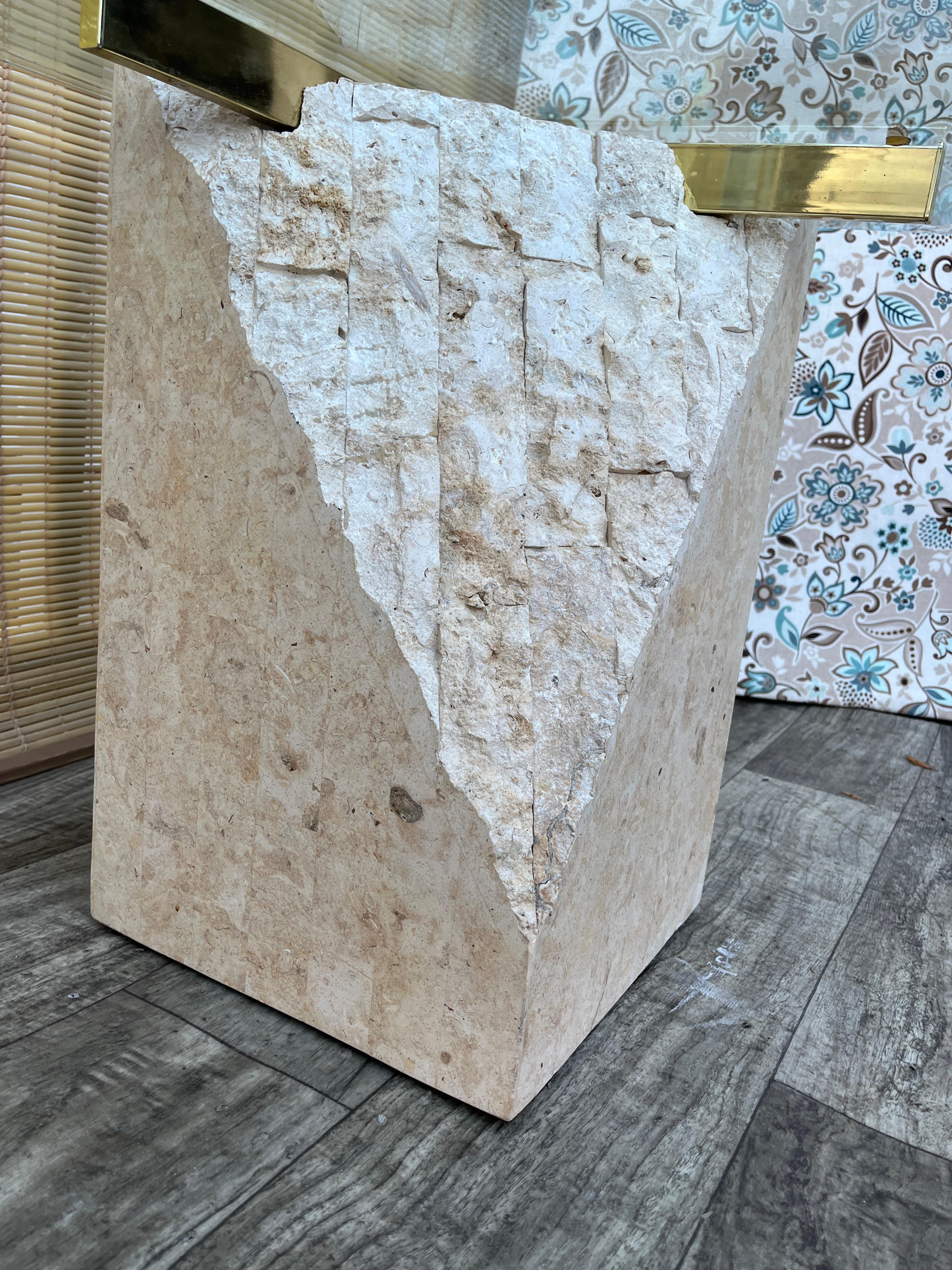 A Pair of Post Modern Tessellated Mactan Stone Side Tables. Circa 1980s For Sale 5