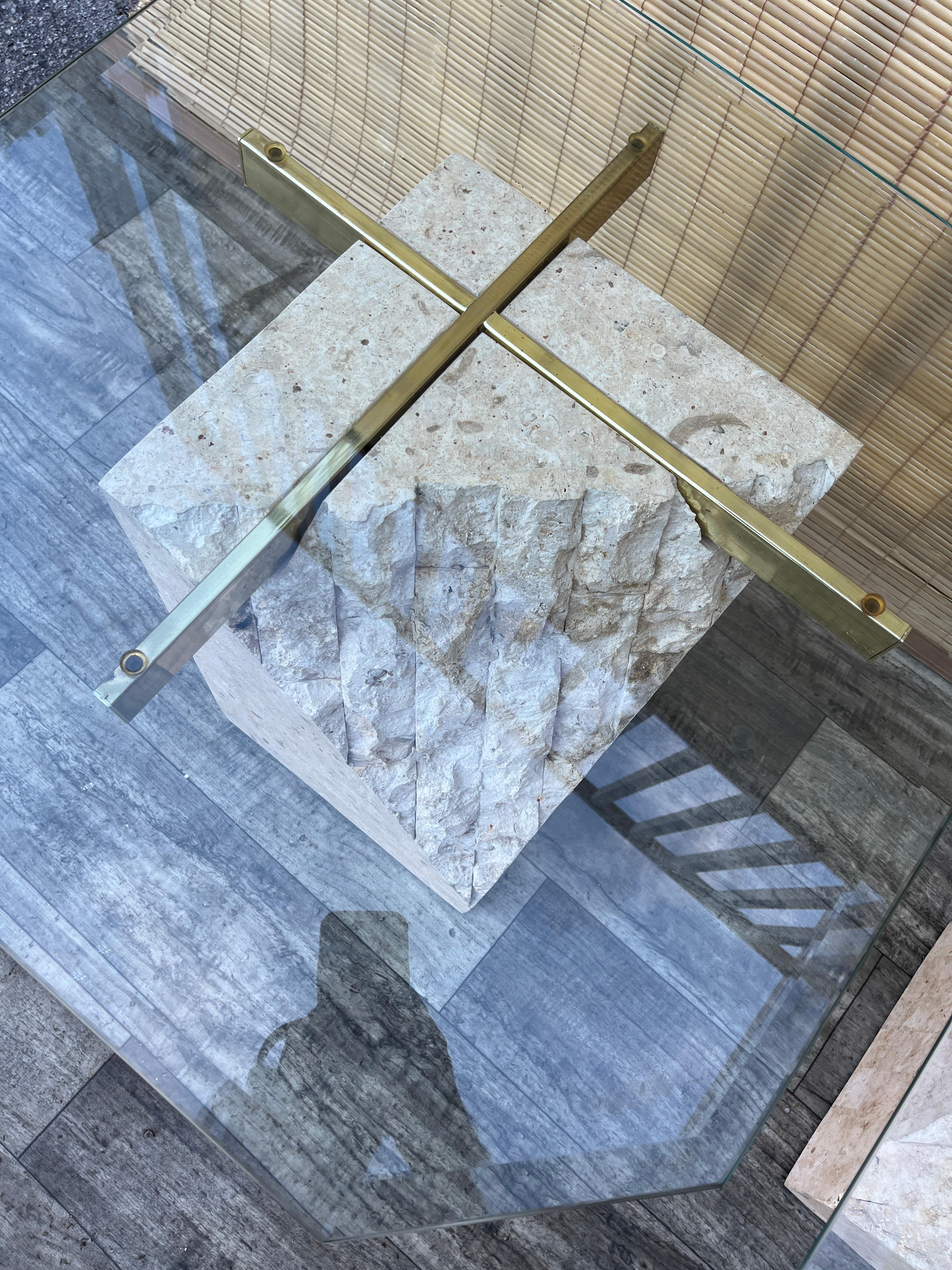 A Pair of Post Modern Tessellated Mactan Stone Side Tables. Circa 1980s For Sale 9