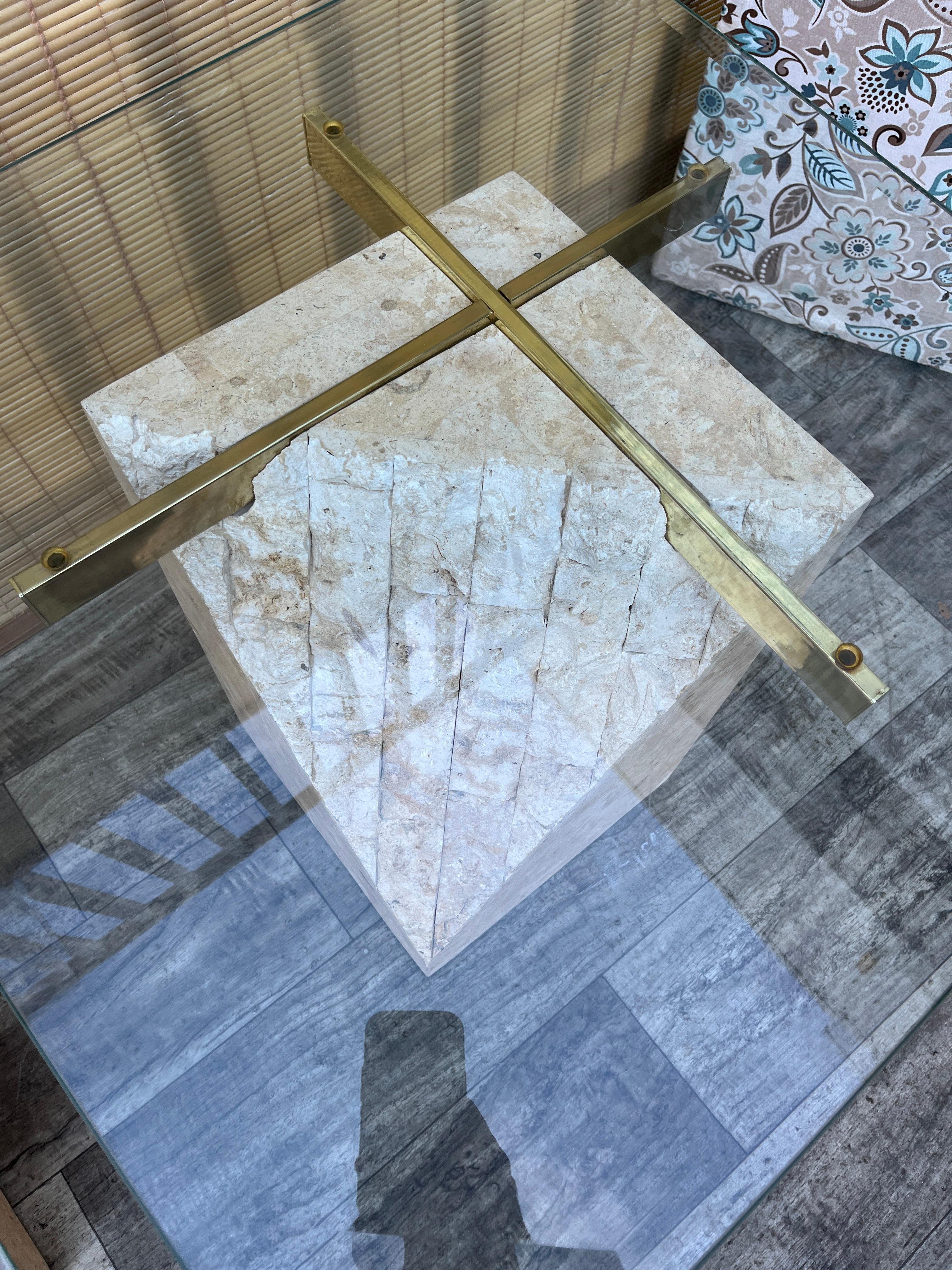 A Pair of Post Modern Tessellated Mactan Stone Side Tables. Circa 1980s For Sale 10