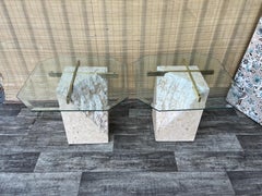 A Pair of Post Modern Tessellated Mactan Stone Side Tables. Circa 1980s