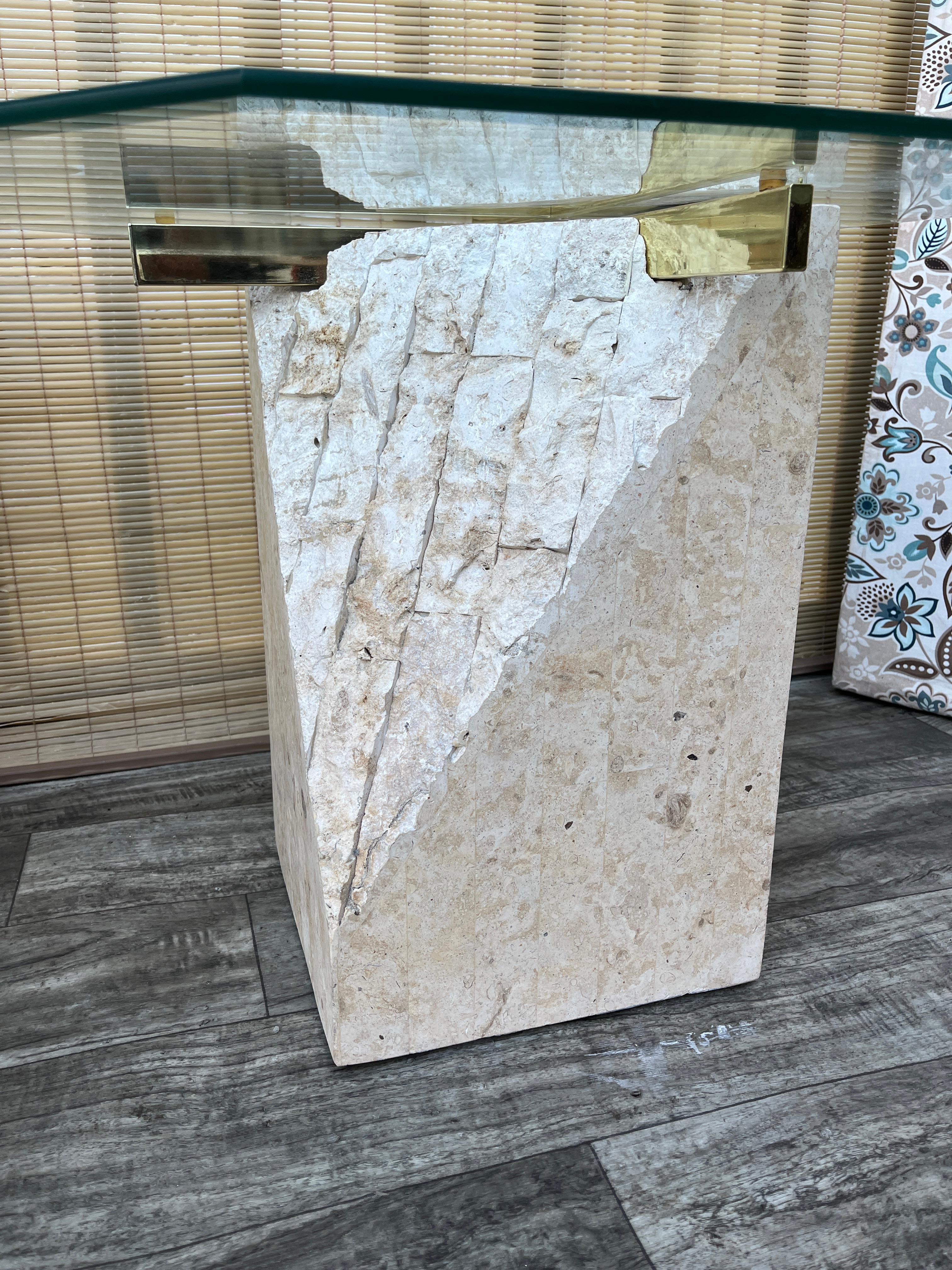 A Pair of Post Modern Tessellated Mactan Stone Side Tables. Circa 1980s For Sale 1