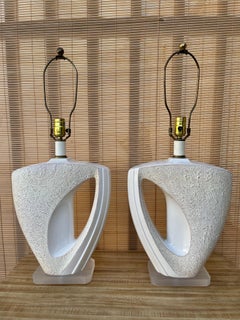Pair of Postmodern 1980s Art Deco Revival Ceramic Table Lamps