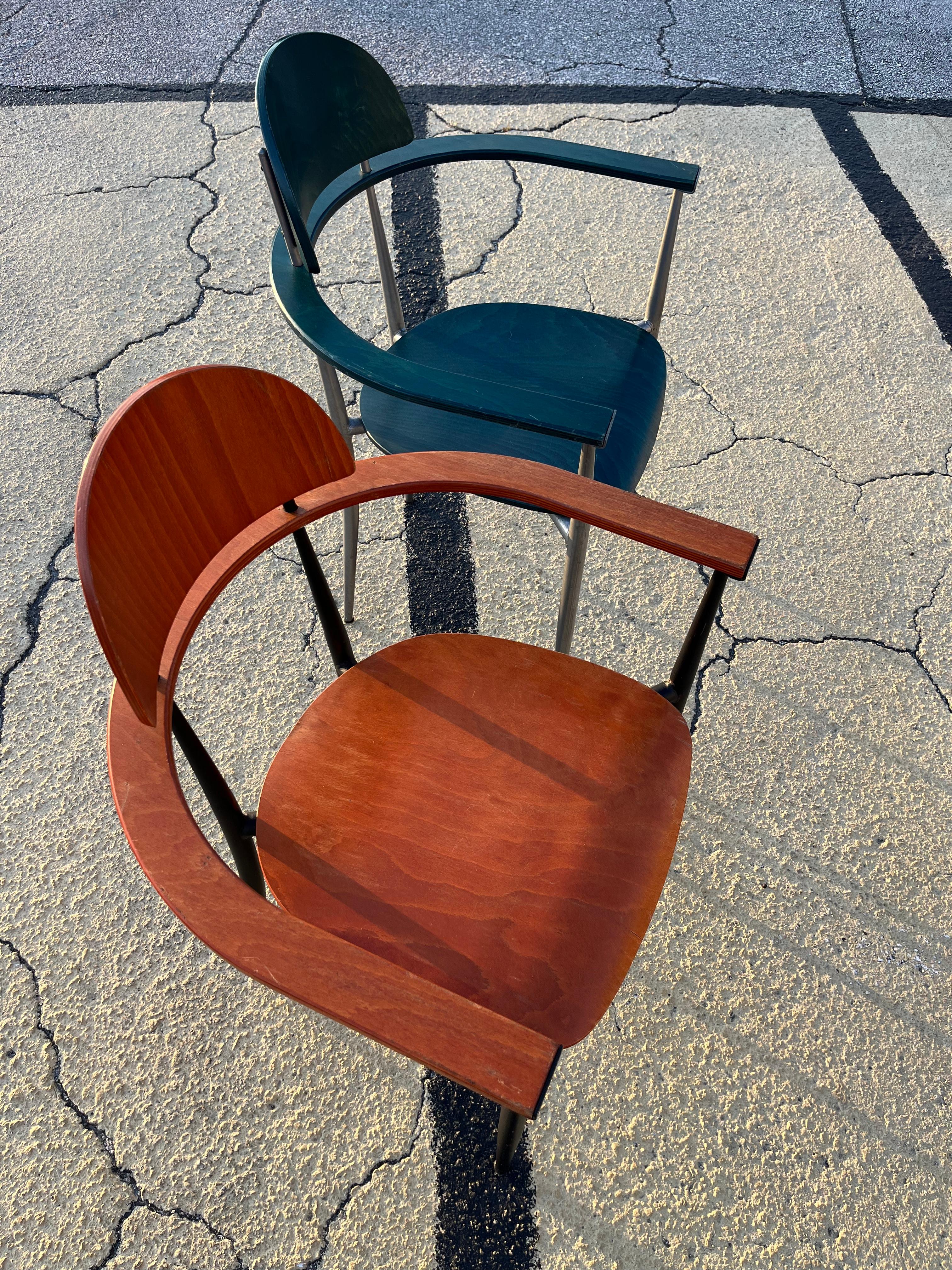 A Pair of Postmodern Accent Chairs in the Arrben Stiletto Chairs. Circa 1980s For Sale 4