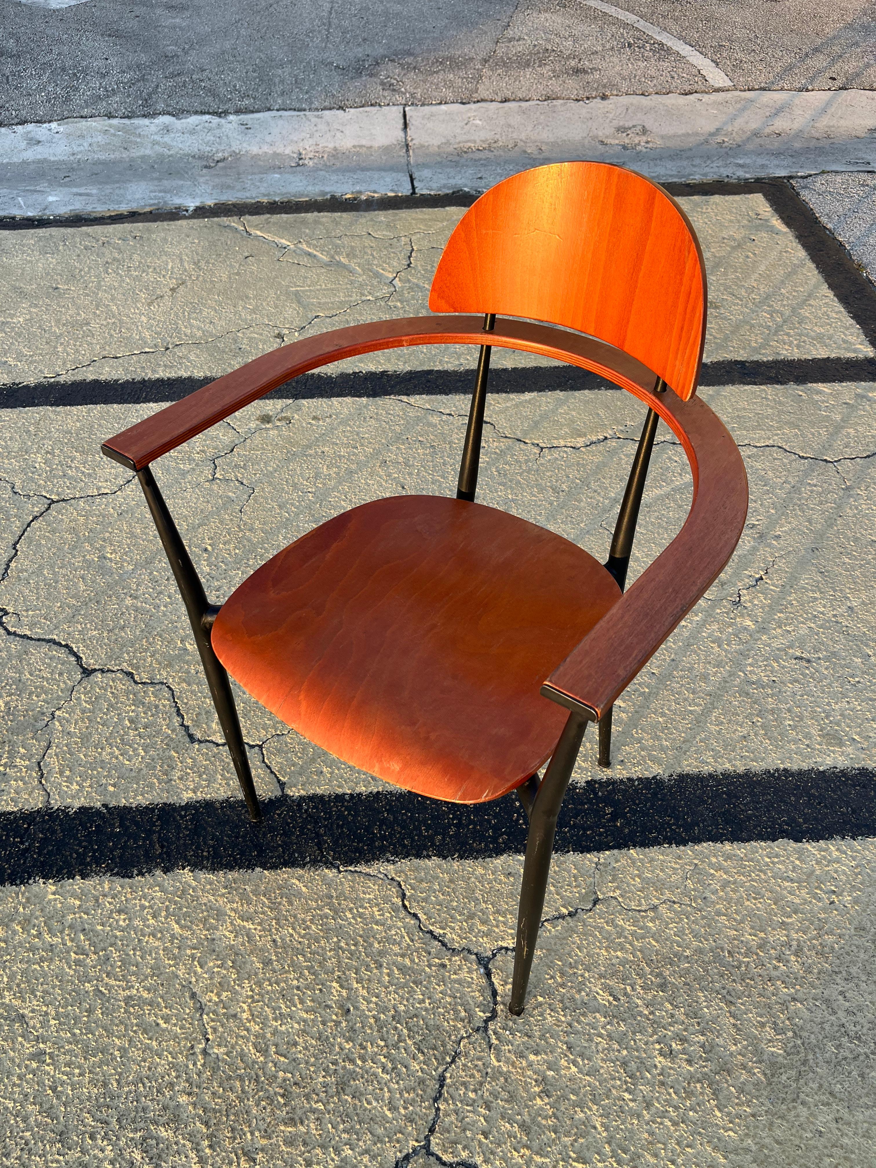A Pair of Postmodern Accent Chairs in the Arrben Stiletto Chairs. Circa 1980s For Sale 9