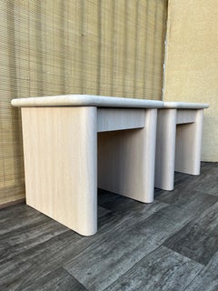 A Pair of Postmodern Custom Made Bull Nose Marble Top Nightstands. Circa 1990s
