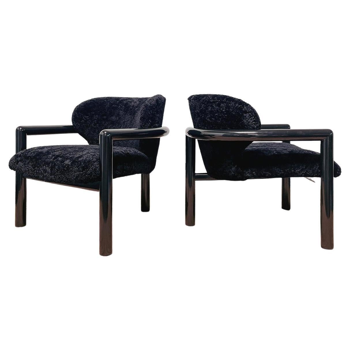 Pair of Postmodern Lacquered Armchairs For Sale