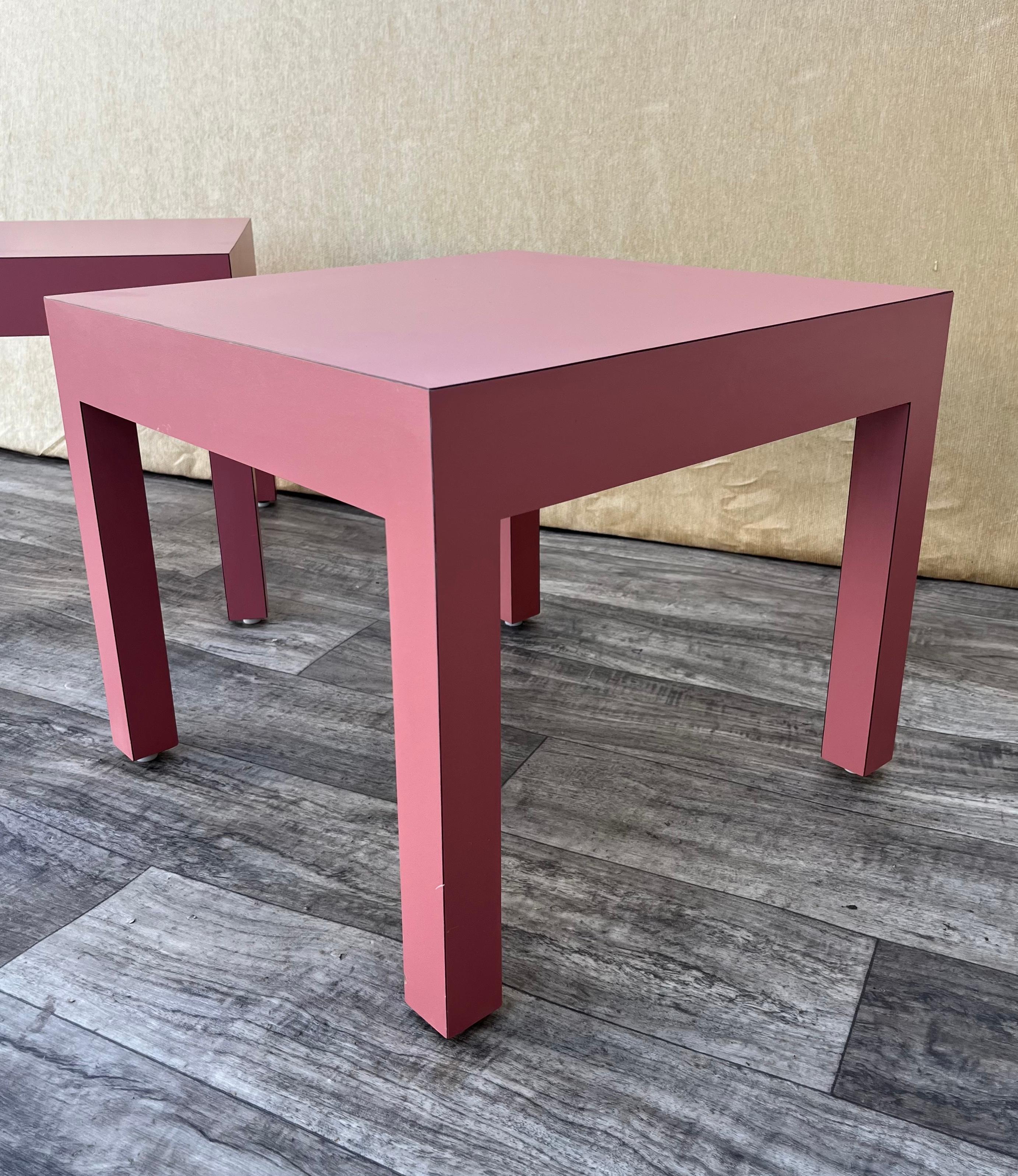 A Pair of Postmodern Laminate Side Tables by Lane Altavista. Circa 1970s For Sale 8