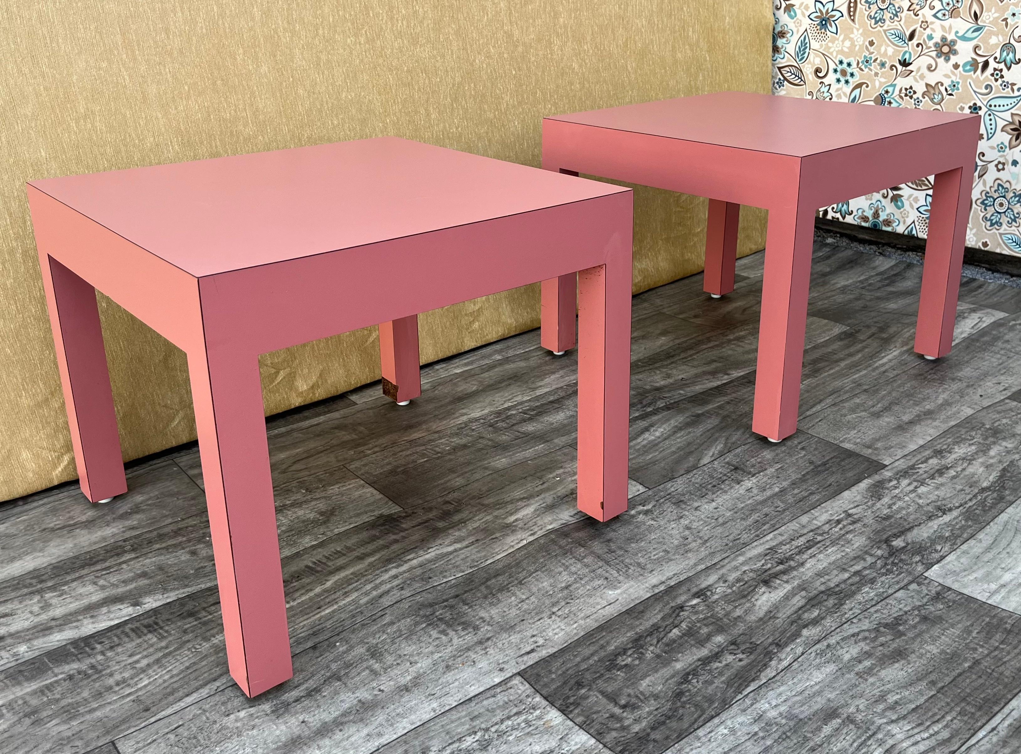 Post-Modern A Pair of Postmodern Laminate Side Tables by Lane Altavista. Circa 1970s For Sale