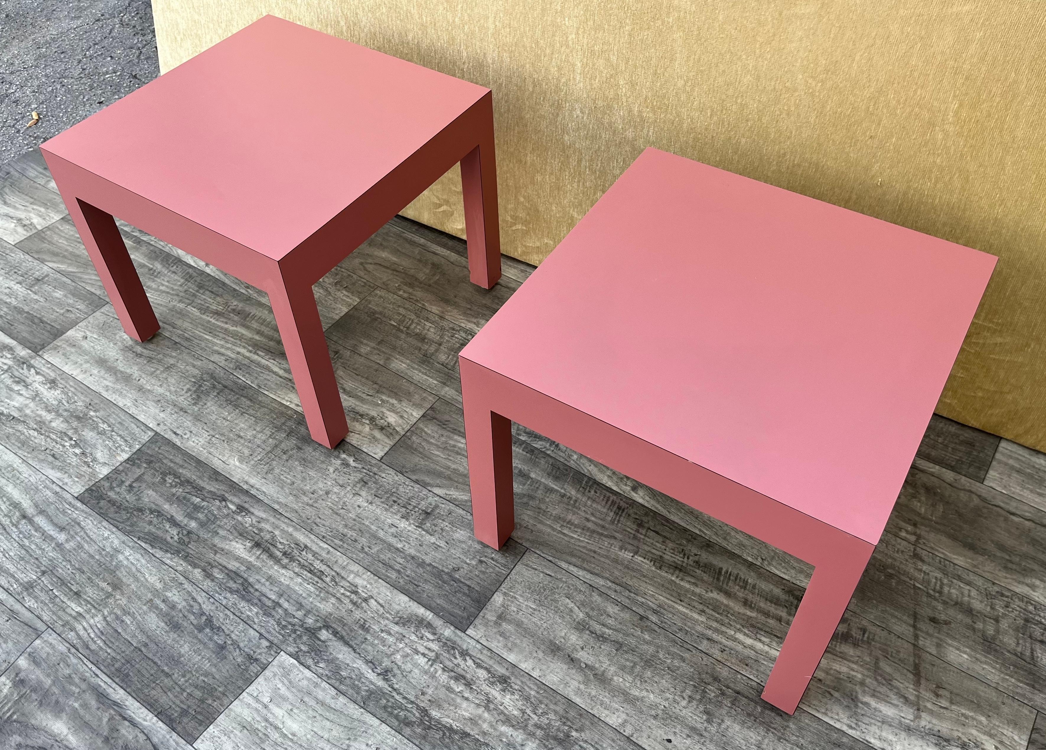 American A Pair of Postmodern Laminate Side Tables by Lane Altavista. Circa 1970s For Sale