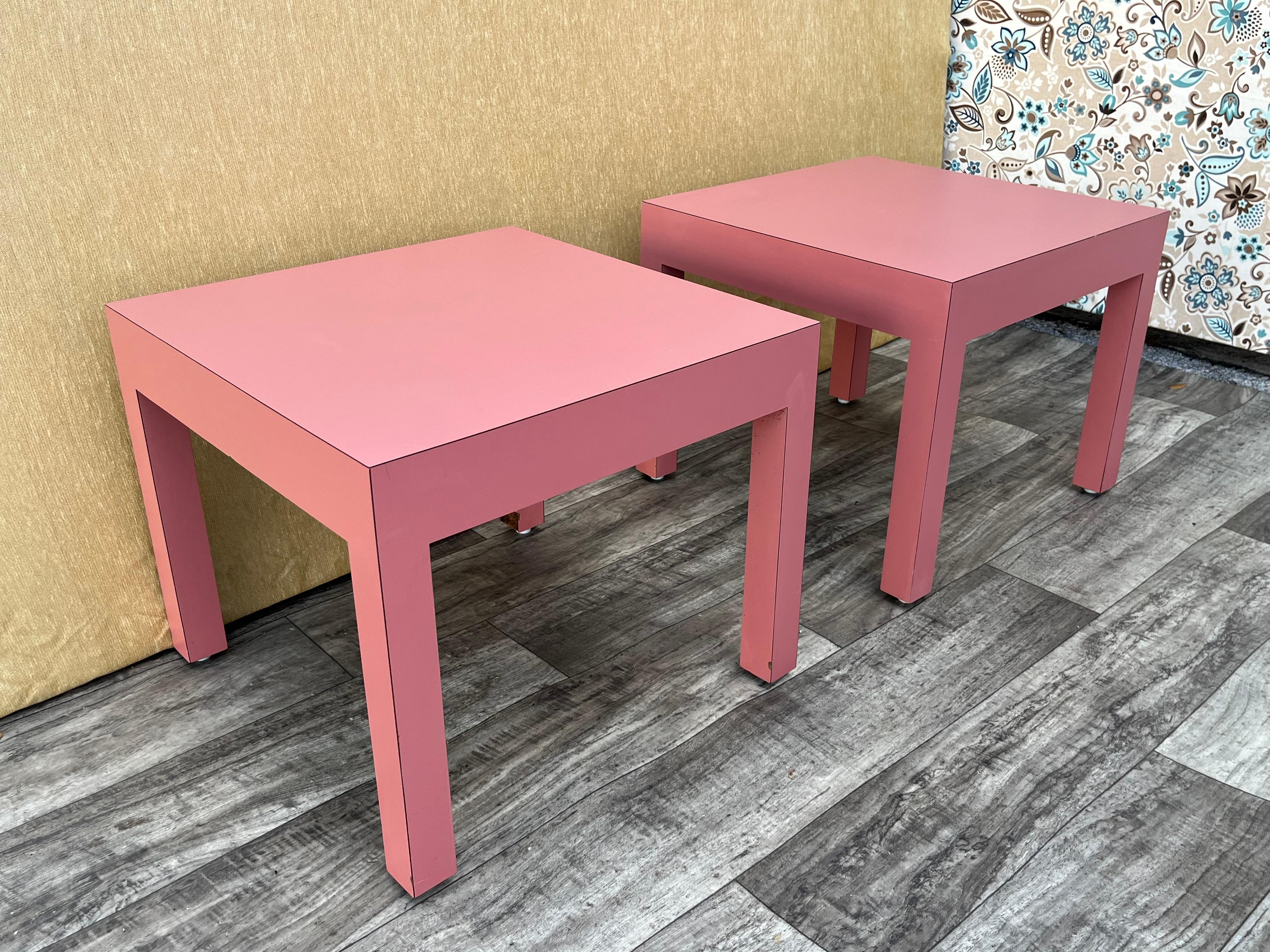 Formica A Pair of Postmodern Laminate Side Tables by Lane Altavista. Circa 1970s For Sale