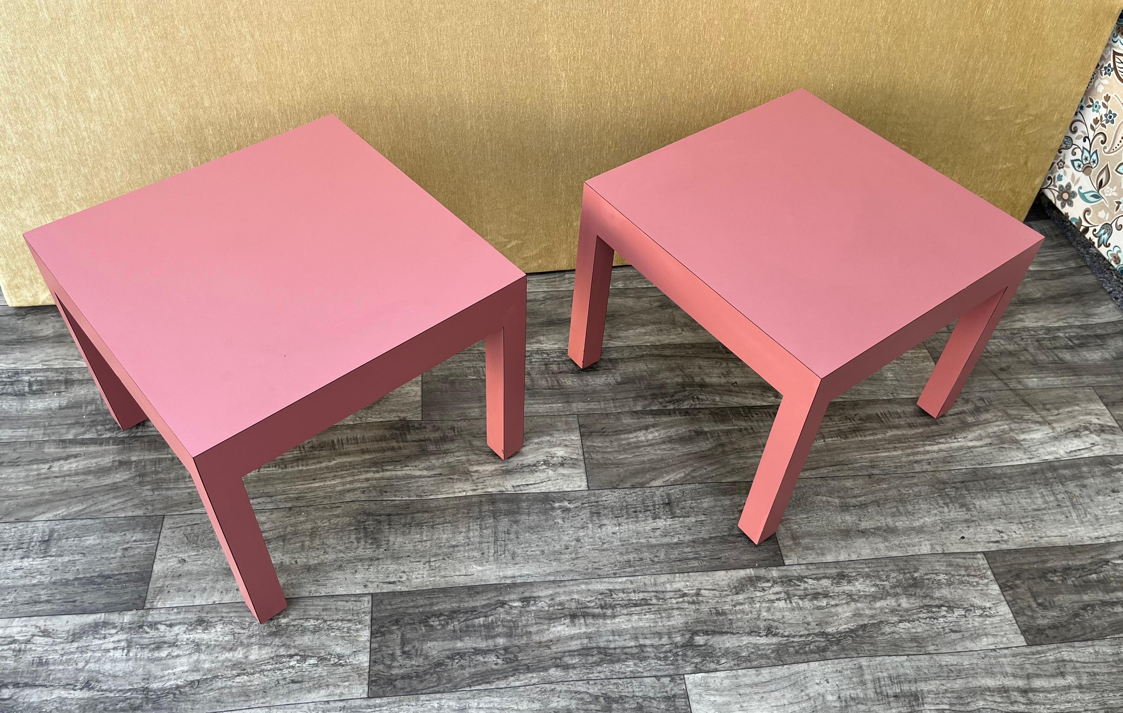 A Pair of Postmodern Laminate Side Tables by Lane Altavista. Circa 1970s For Sale 1