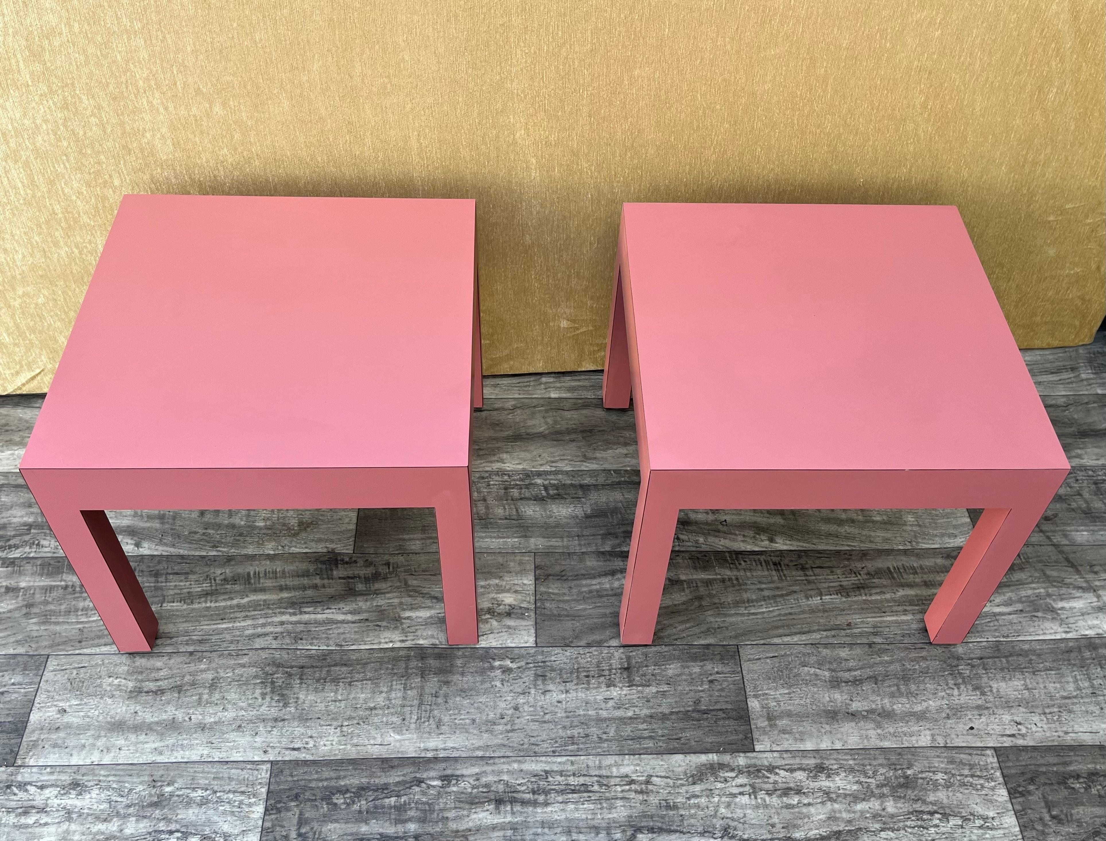 A Pair of Postmodern Laminate Side Tables by Lane Altavista. Circa 1970s For Sale 2