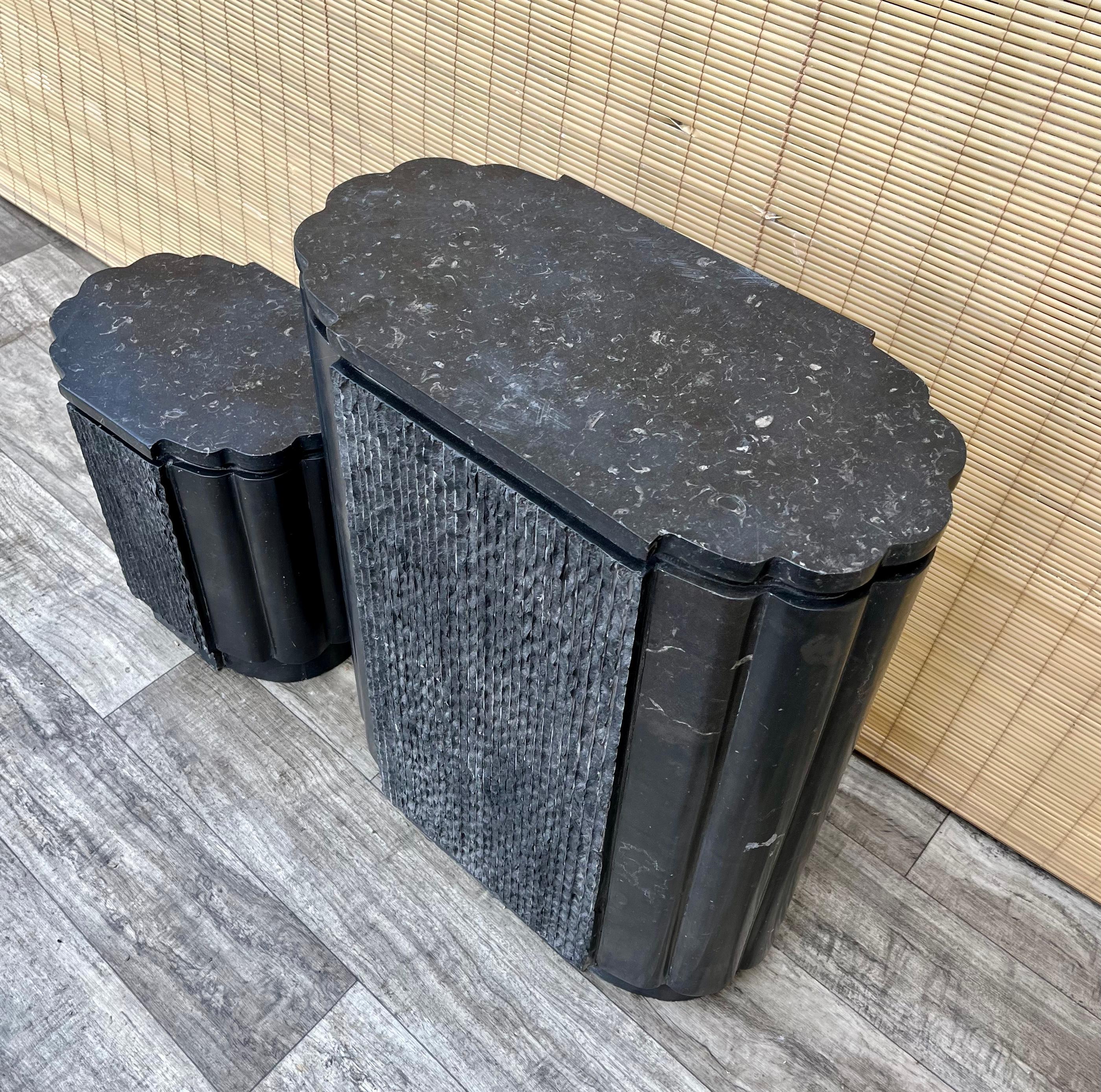 A Pair of Postmodern Marble Pedestals. Circa 1980s. For Sale 4