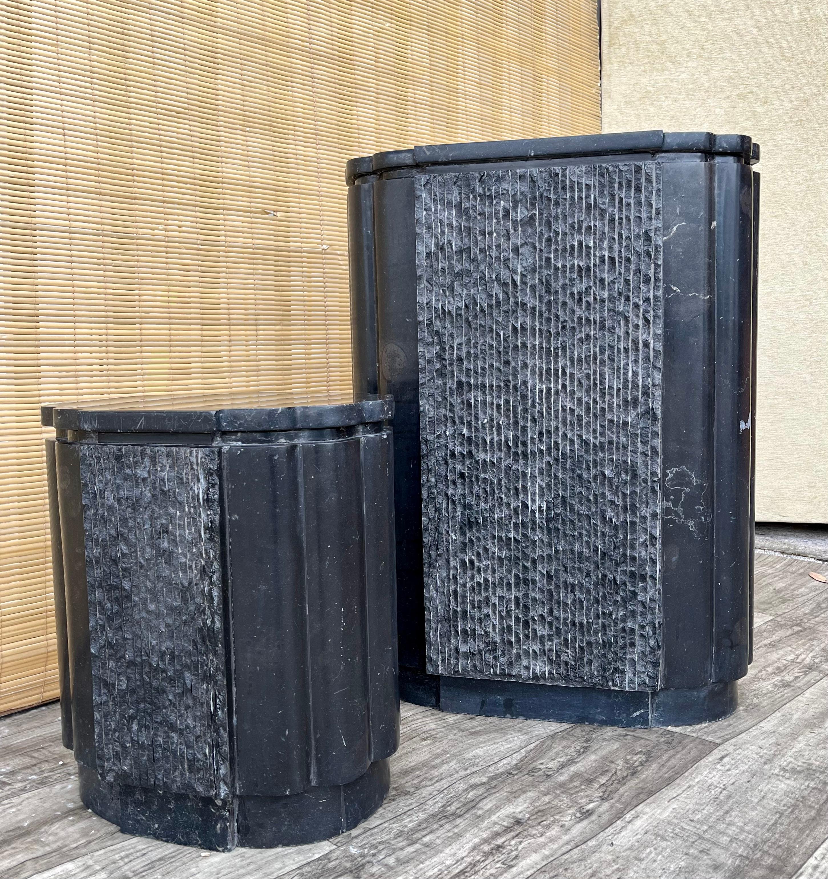 Post-Modern A Pair of Postmodern Marble Pedestals. Circa 1980s. For Sale